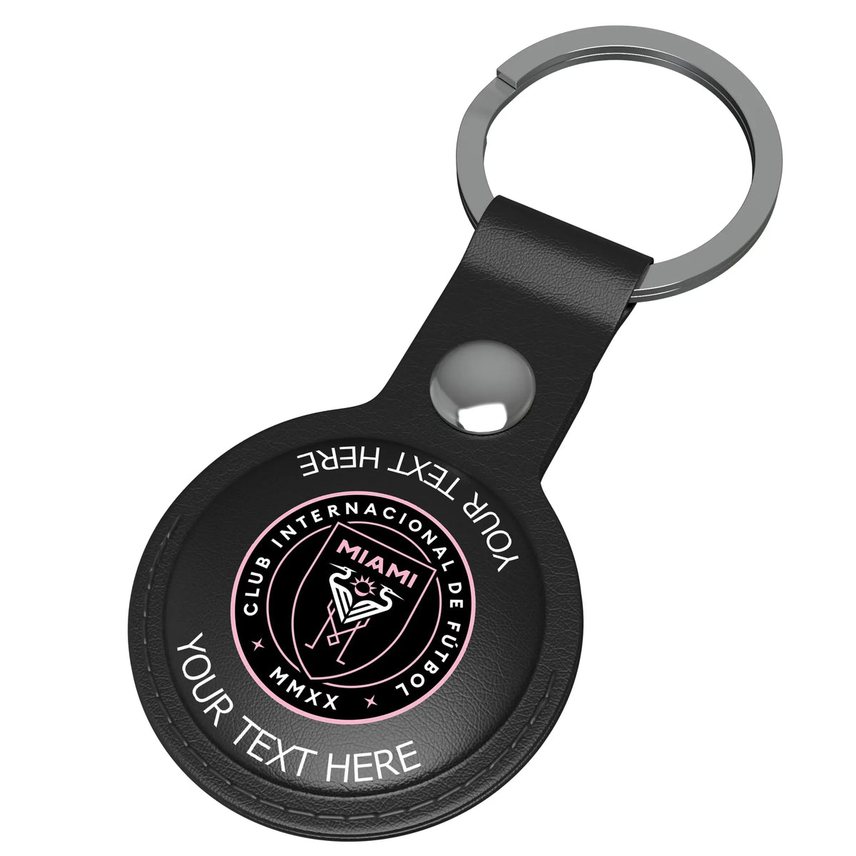 Inter Miami CF Personalized Insignia AirTag Black Airtag Holder - Isometric View