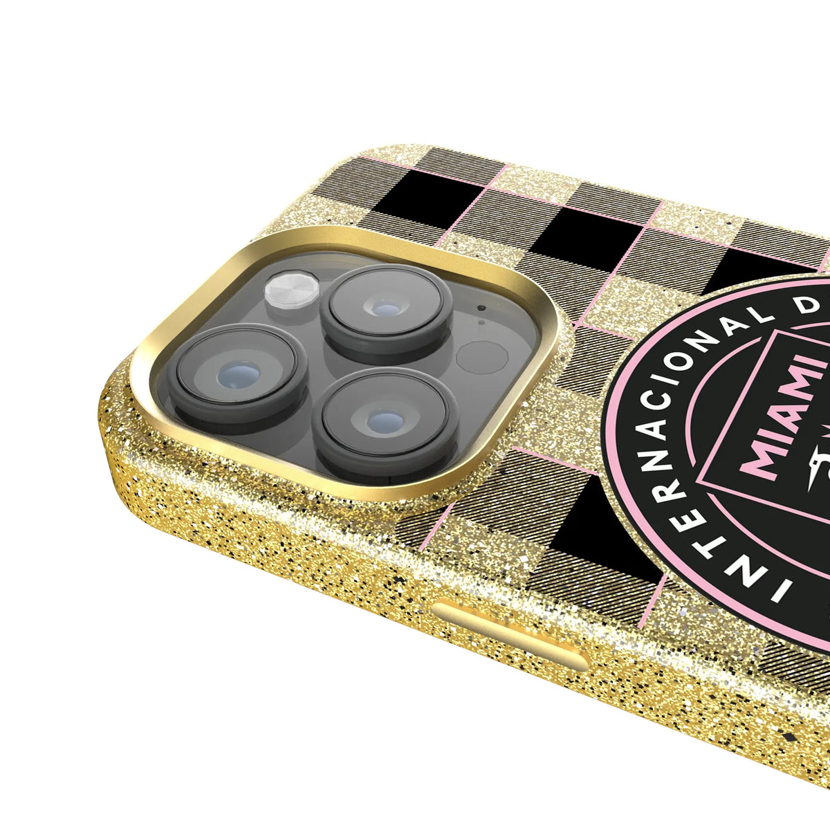Inter Miami CF Plaid iPhone Bling Phone Case for Apple iPhone - Detail