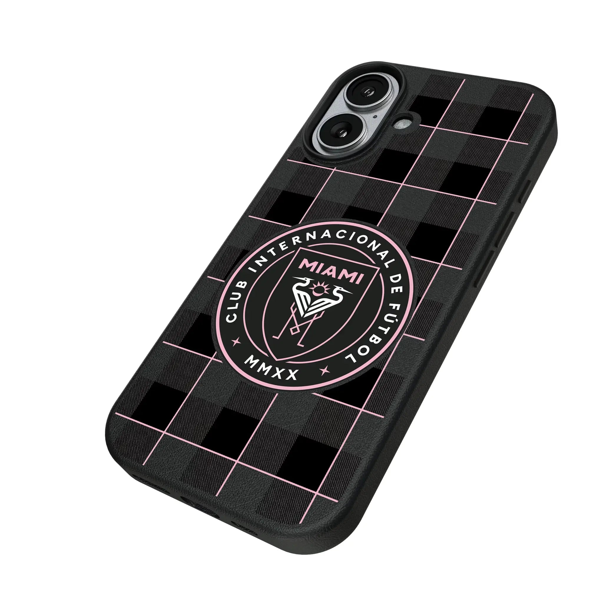 Inter Miami CF Plaid iPhone MagSafe Compatible Phone Case for Apple iPhone - Isometric View#Device_iPhone 17