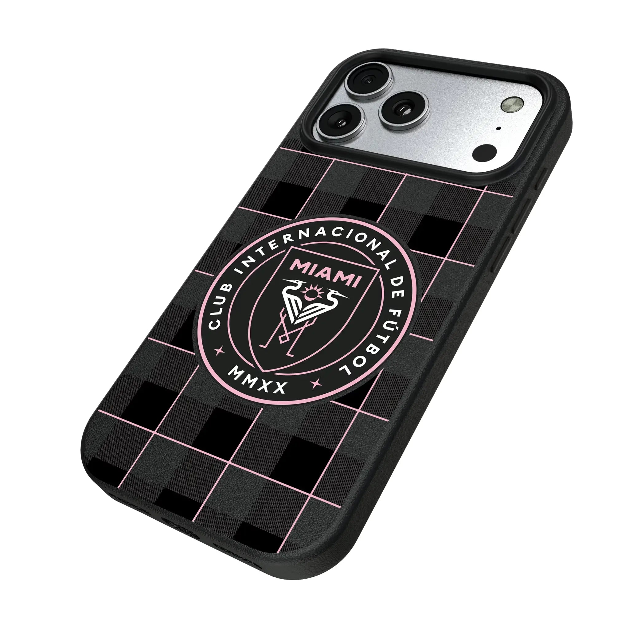 Inter Miami CF Plaid iPhone MagSafe Compatible Phone Case for Apple iPhone - Isometric View#Device_iPhone 17 Pro Max