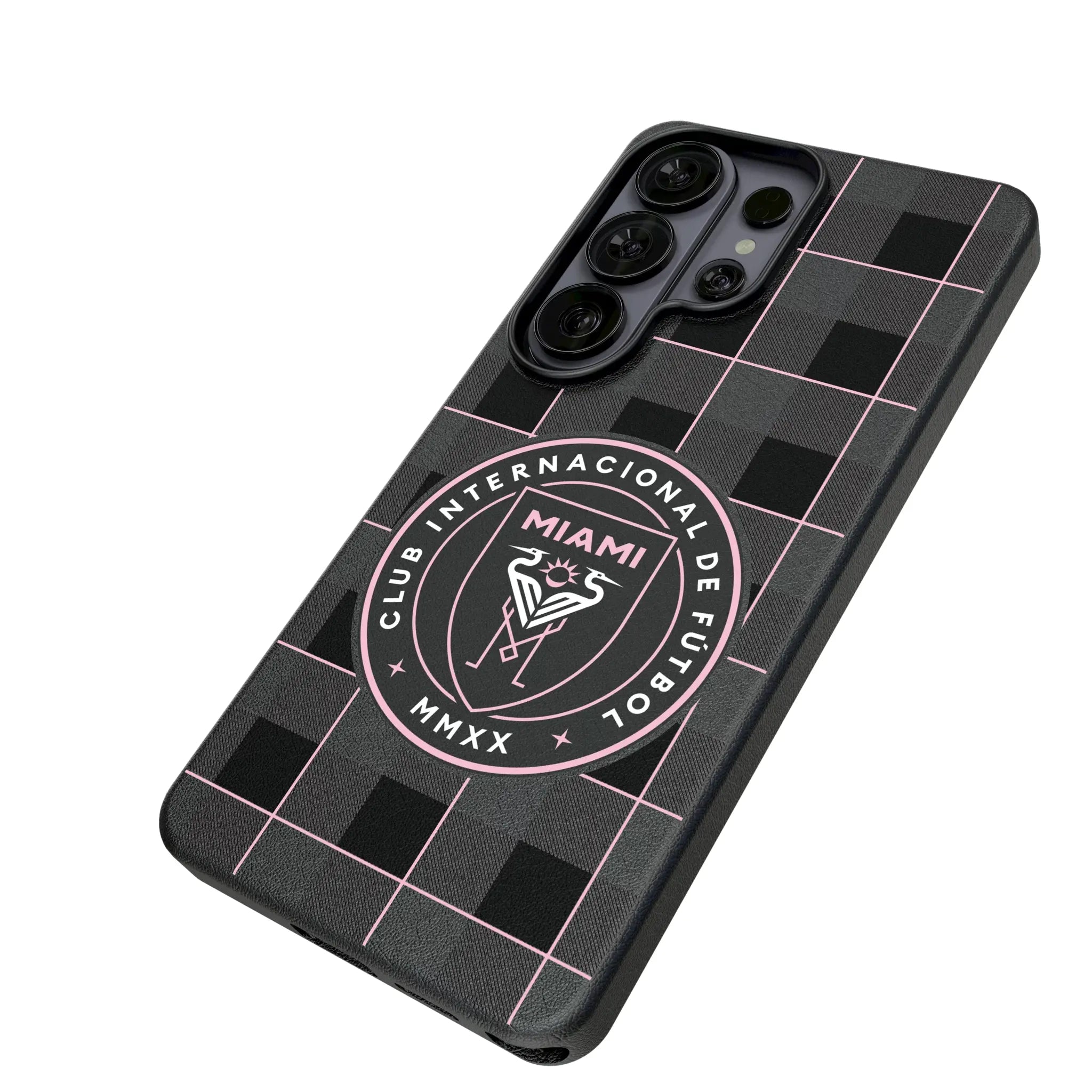Inter Miami CF Plaid Galaxy MagSafe Compatible Phone Case for Samsung Galaxy - Isometric View#Device_Galaxy S26 Ultra