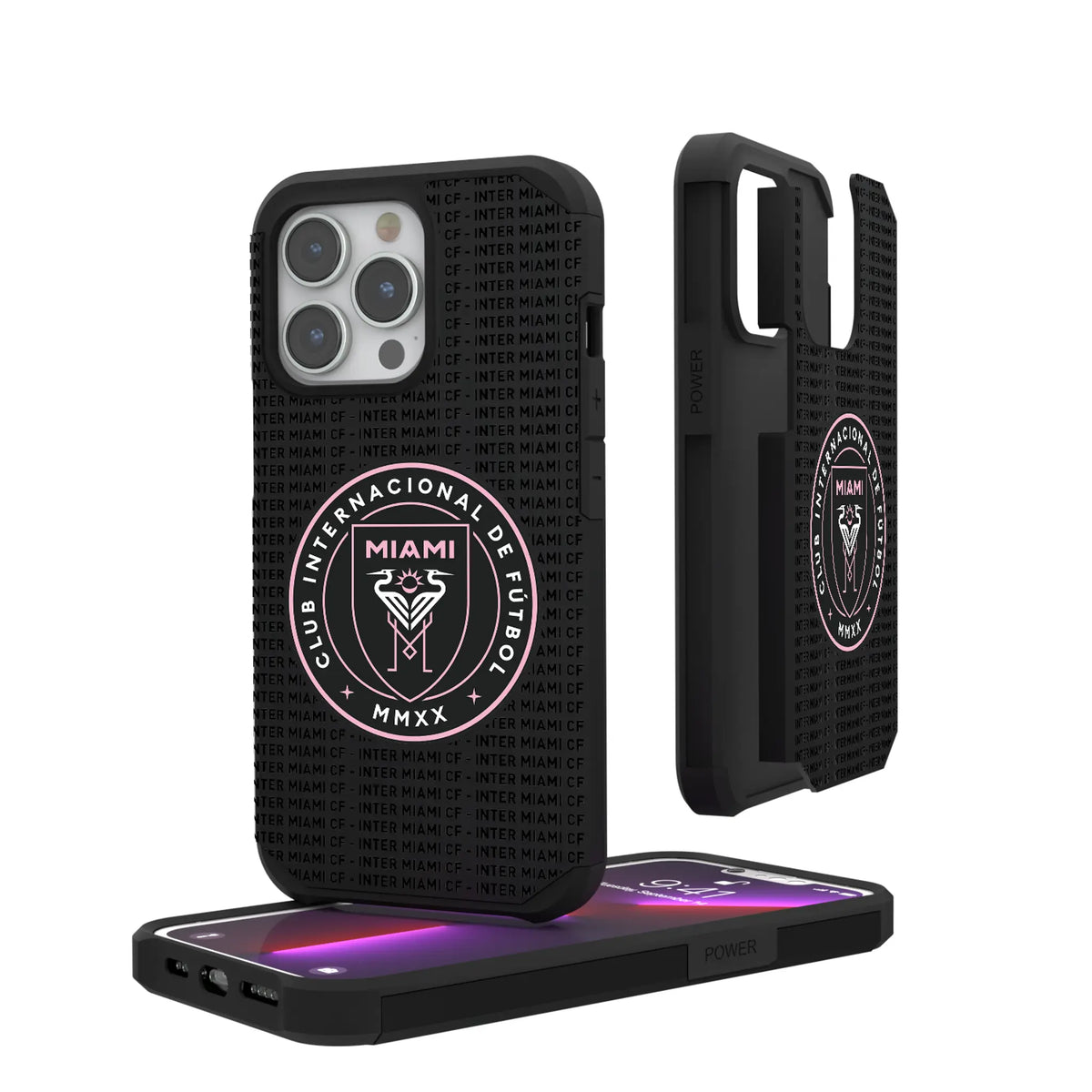 Inter Miami CF Text Backdrop iPhone Rugged Phone Case for Apple iPhone