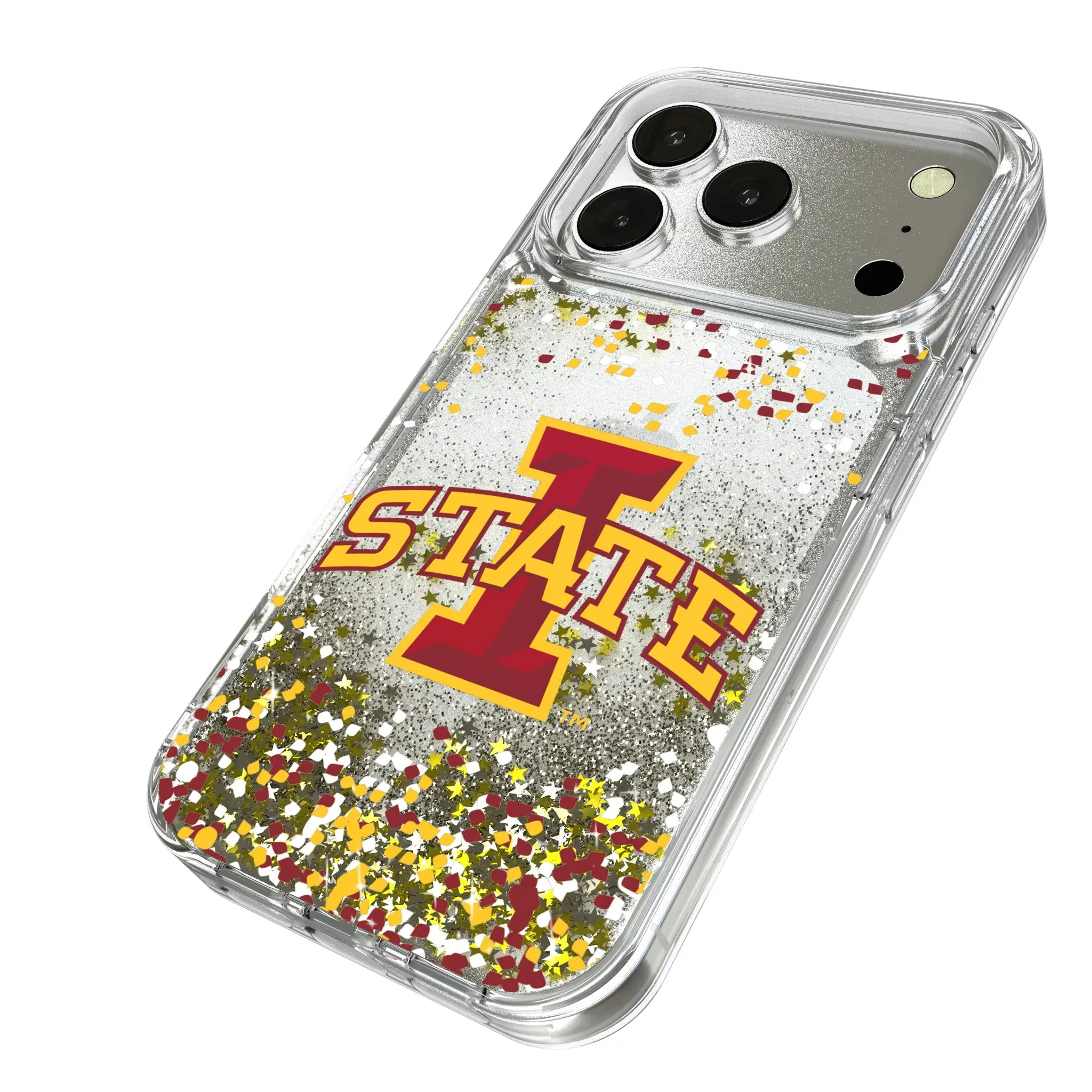 Iowa State University Cyclones Confetti iPhone Glitter Phone Case for Apple iPhone - Isometric View