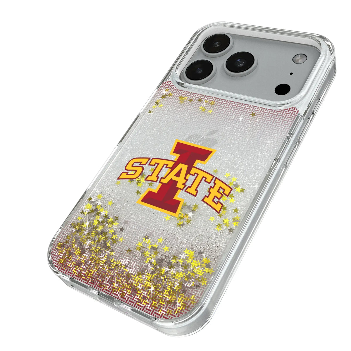 Iowa State University Cyclones Linen iPhone Glitter Phone Case for Apple iPhone - Isometric View#Device_iPhone 18 Pro