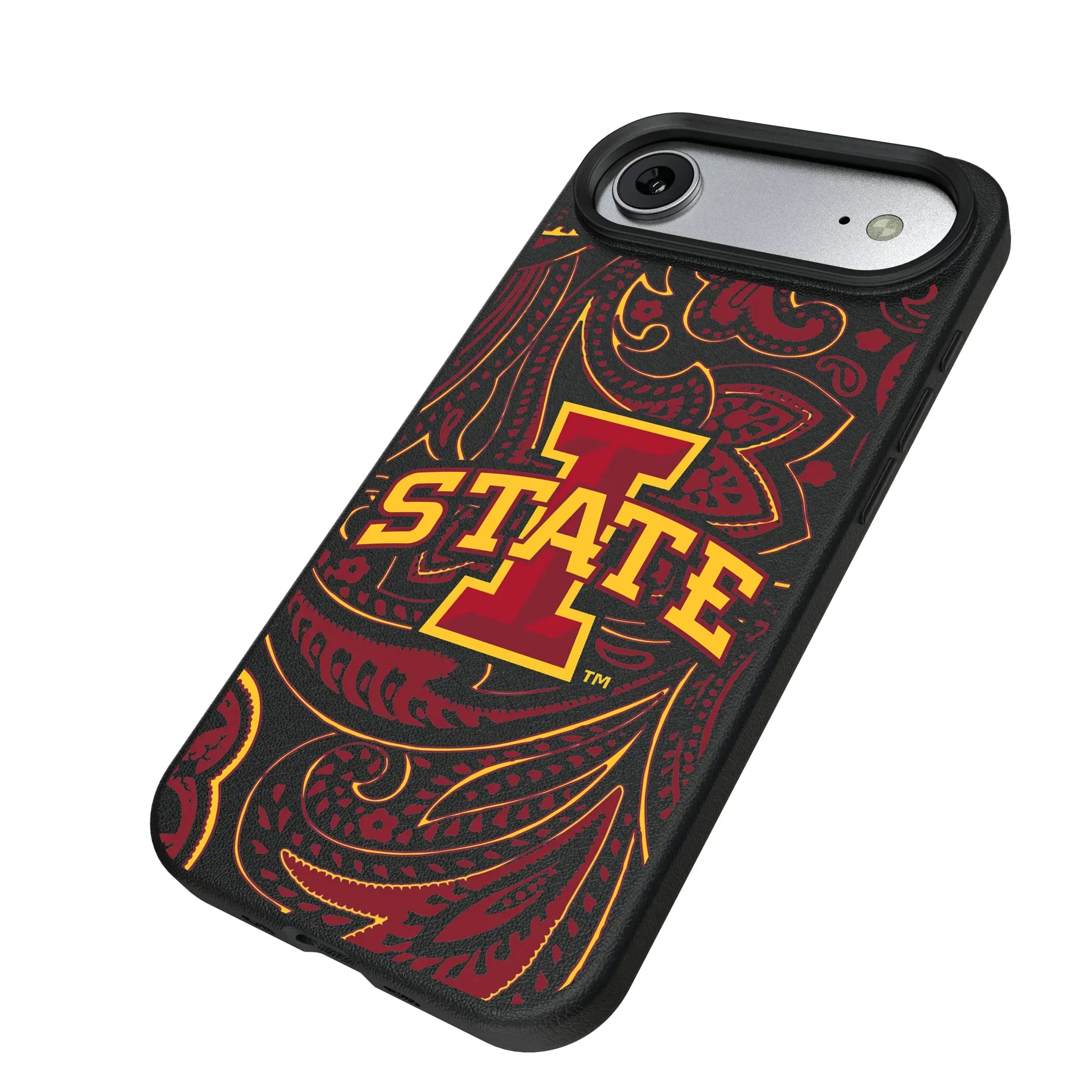 Iowa State University Cyclones Paisley iPhone MagSafe Compatible Phone Case for Apple iPhone - Isometric View#Device_iPhone Air