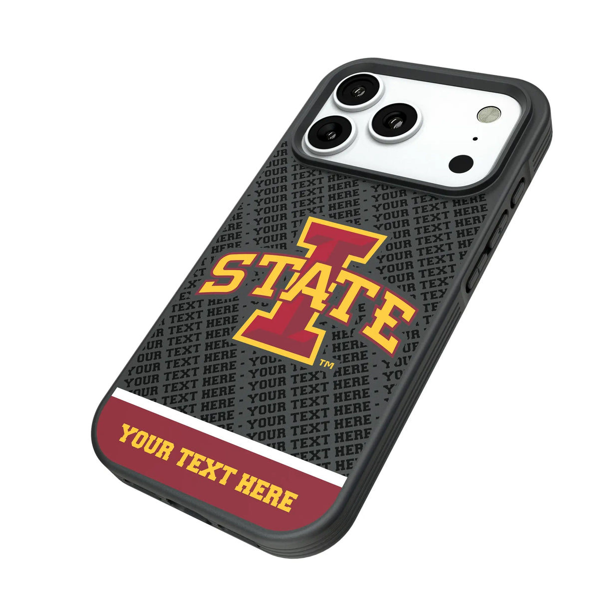 Iowa State University Cyclones Personalized EndZone Plus iPhone Bump Phone Case for Apple iPhone - Isometric View#Device_iPhone 18 Pro