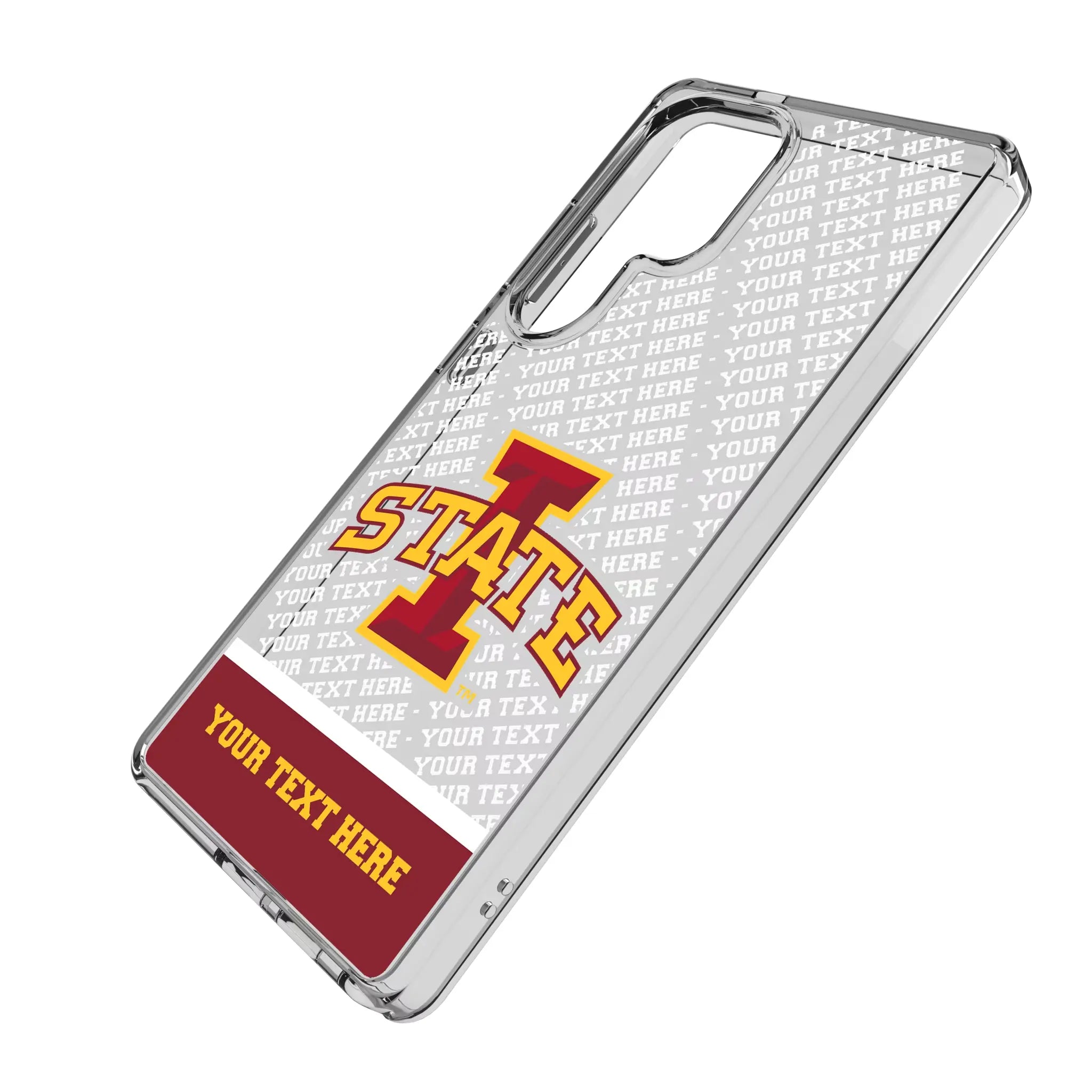 Iowa State University Cyclones Personalized EndZone Plus Galaxy Clear Phone Case for Samsung Galaxy - Isometric View#Device_Galaxy S25 Ultra
