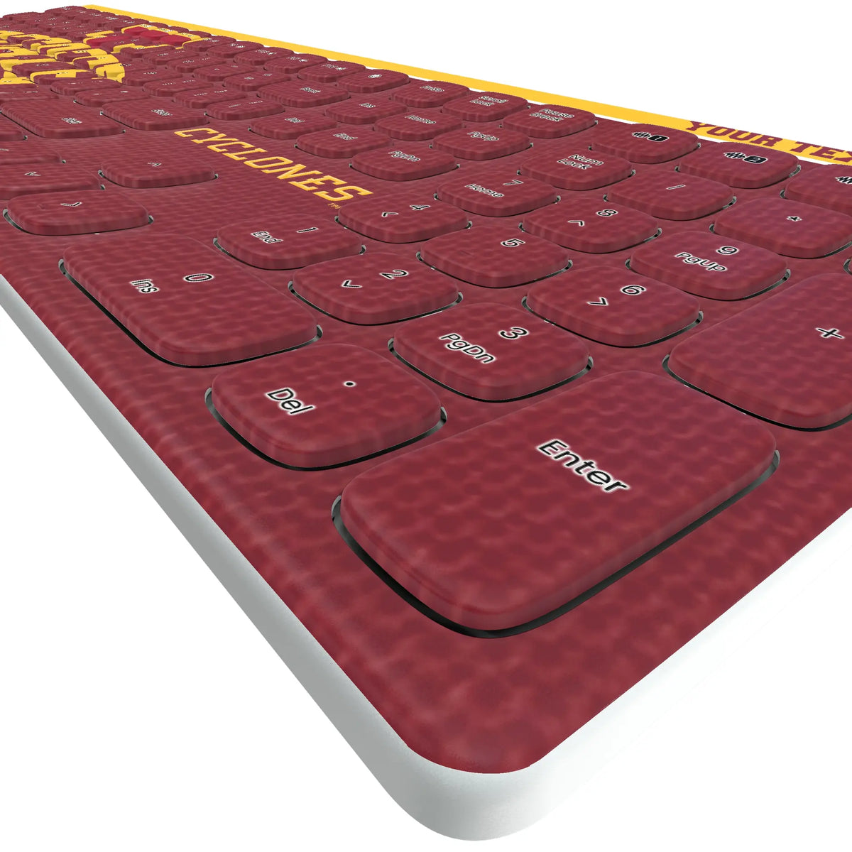 Iowa State University Cyclones Personalized Endzone Solid KKB605 Curved Wireless Keyboard - Detail