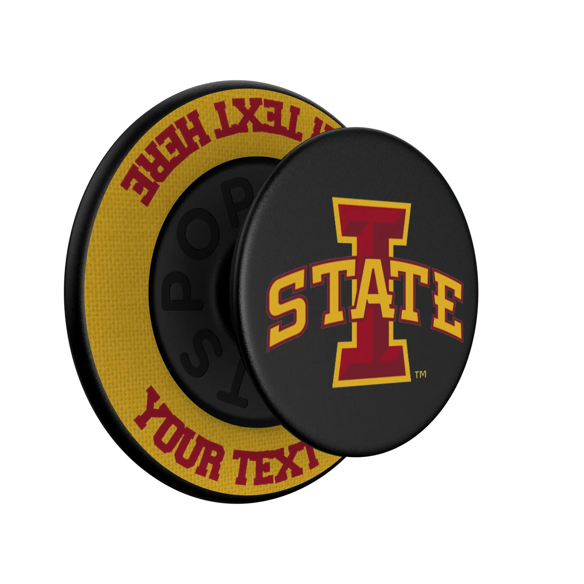 Iowa State University Cyclones Personalized Endzone Solid Popsockets Round Magnetic - Isometric View