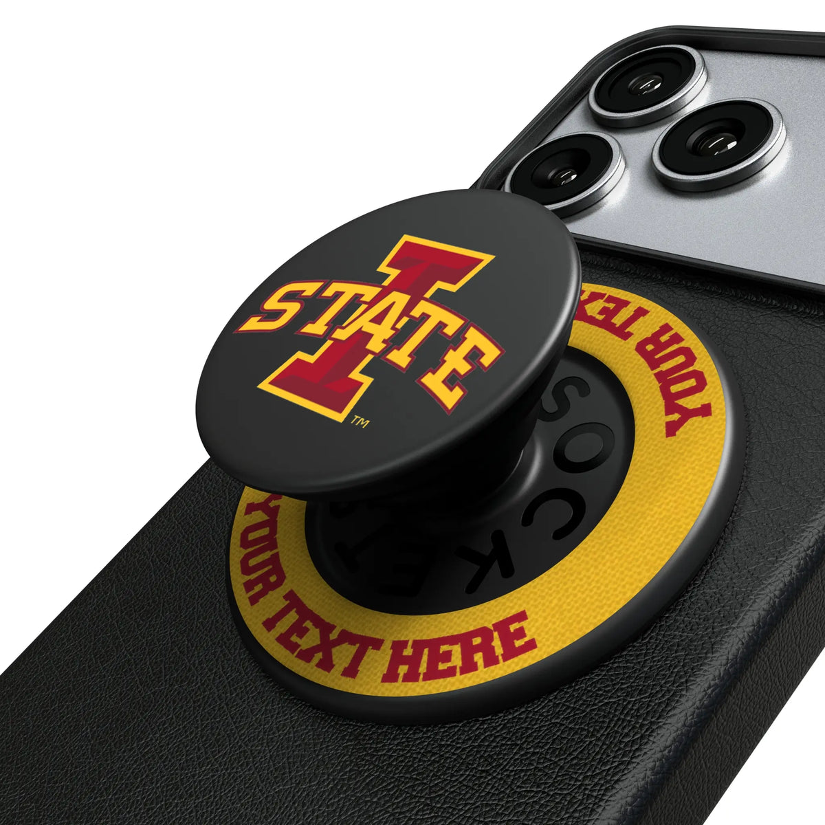 Iowa State University Cyclones Personalized Endzone Solid Popsockets Round Magnetic