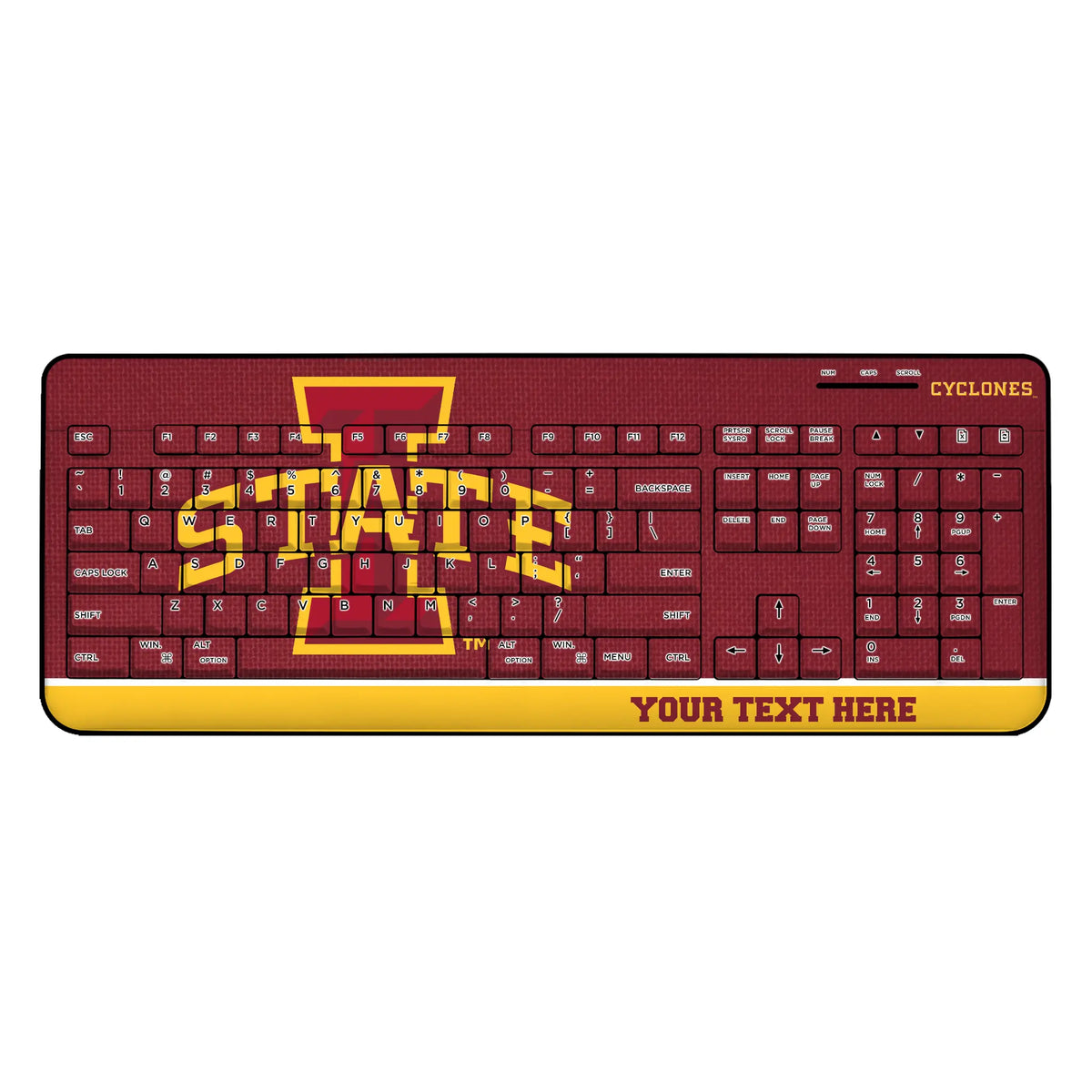 Iowa State University Cyclones Personalized Endzone Solid Wireless USB Keyboard