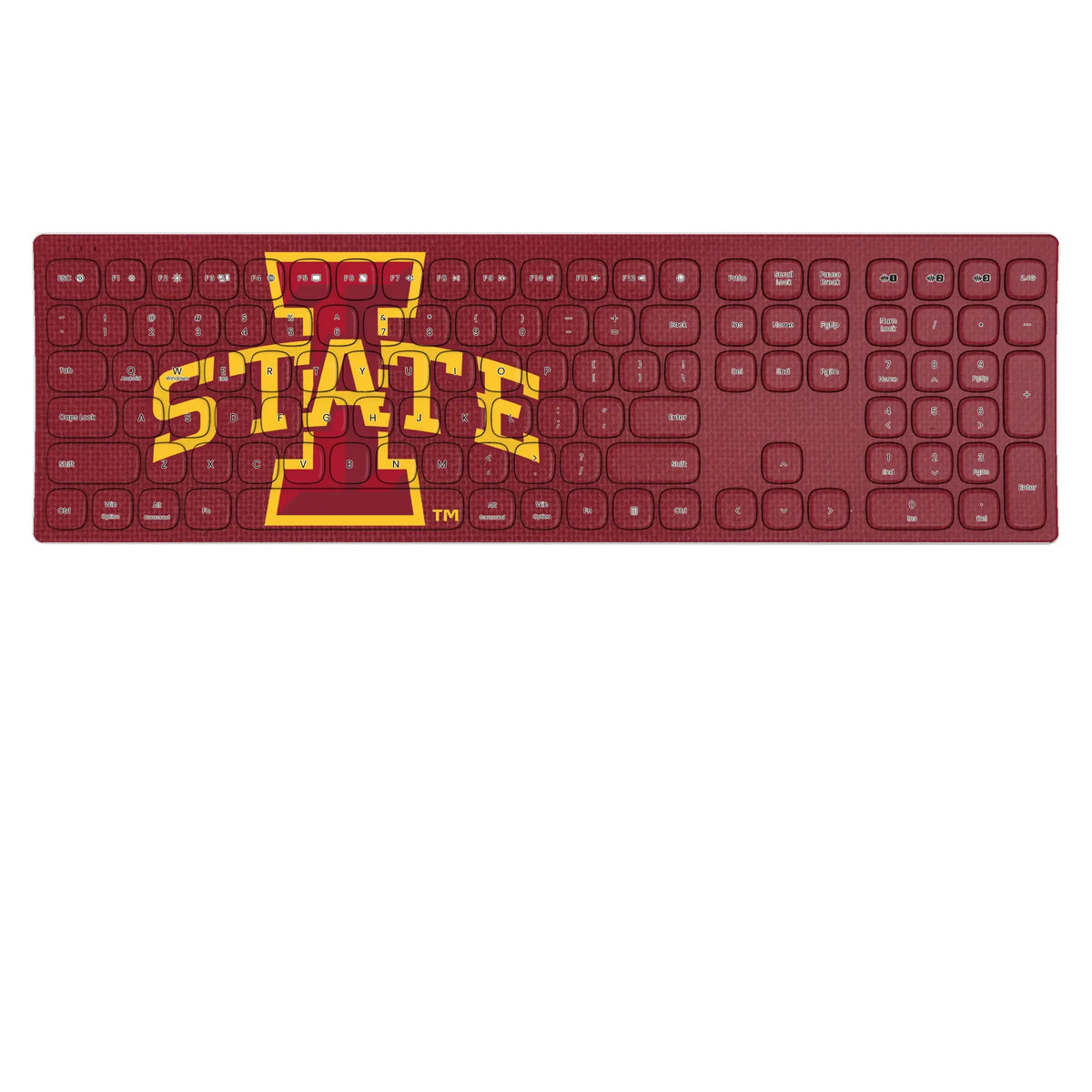 Iowa State University Cyclones Solid KKB605 Curved Wireless Keyboard