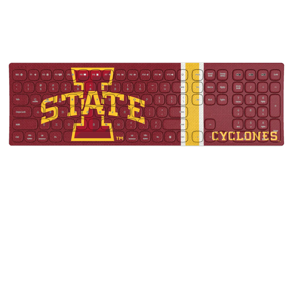 Iowa State University Cyclones Stripe KKB605 Curved Wireless Keyboard
