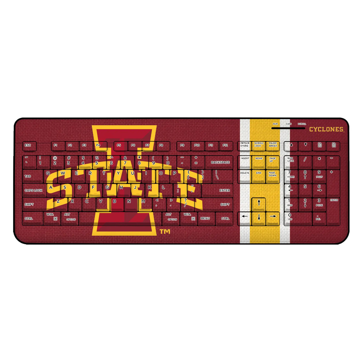 Iowa State University Cyclones Stripe Wireless USB Keyboard