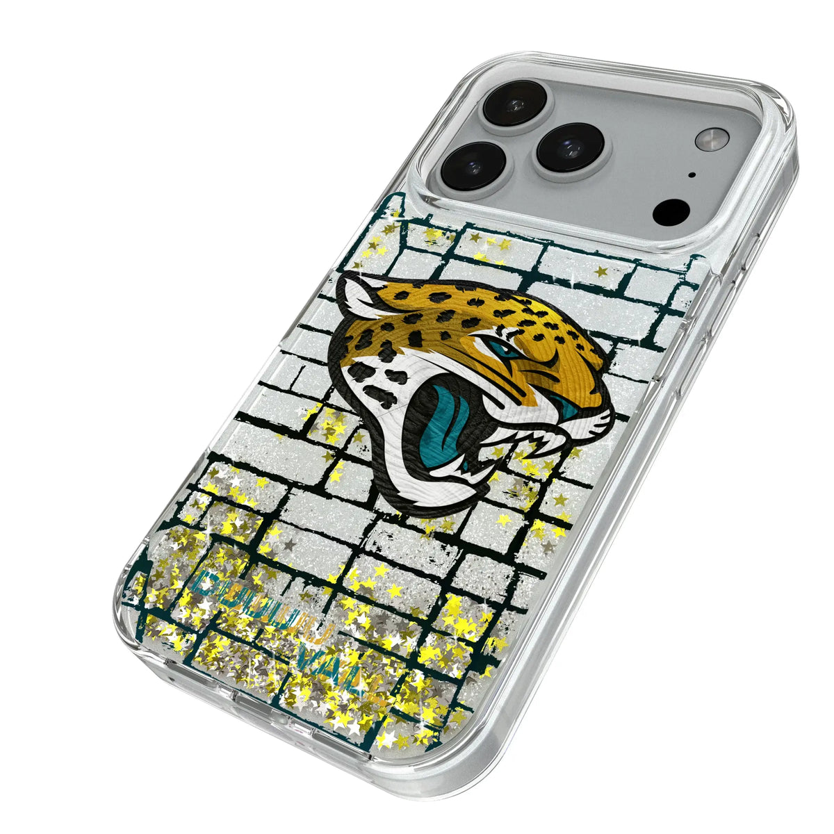 Jacksonville Jaguars Brick iPhone Glitter Phone Case for Apple iPhone - Isometric View#Device_iPhone 18 Pro