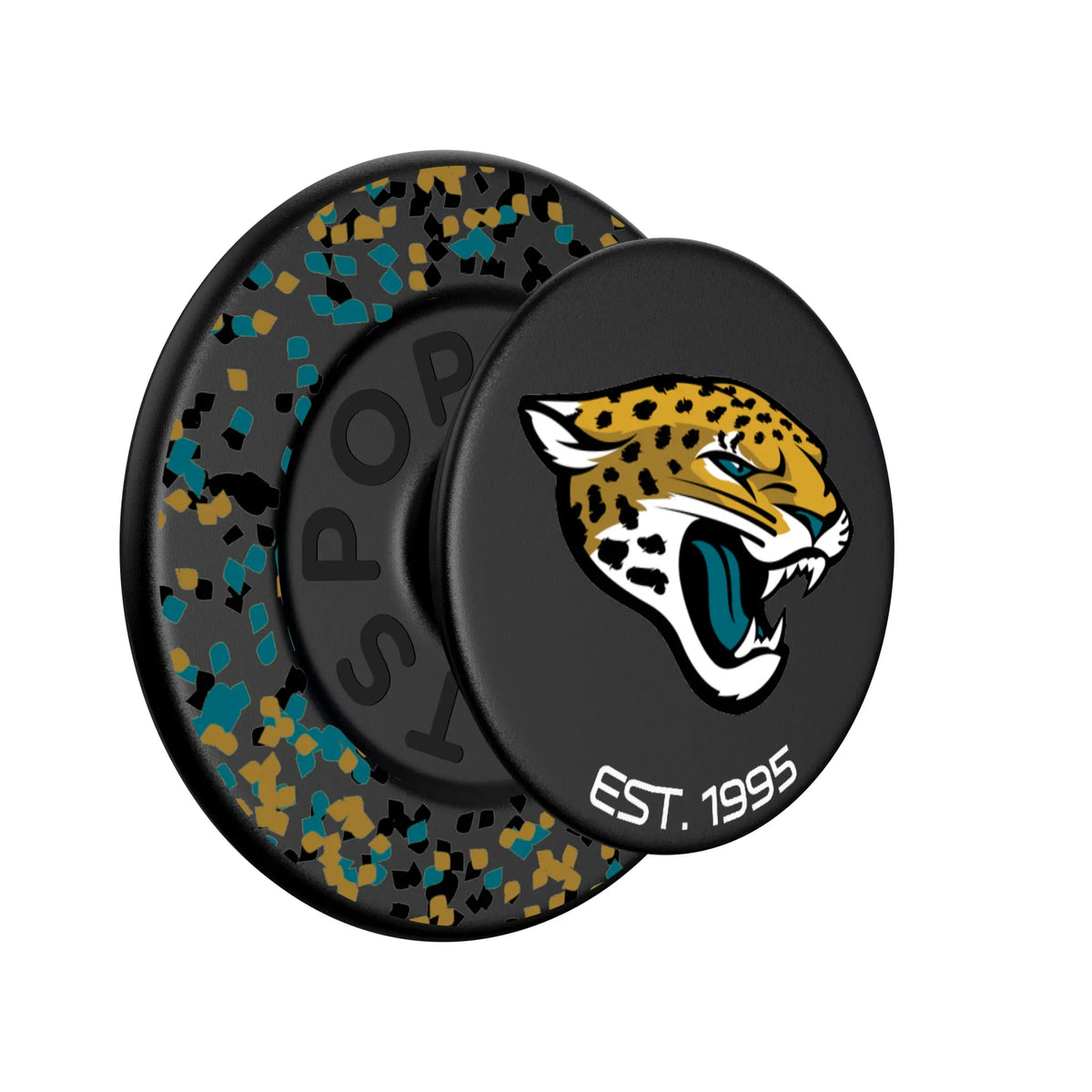 Jacksonville Jaguars Confetti Popsockets Round Magnetic - Isometric View