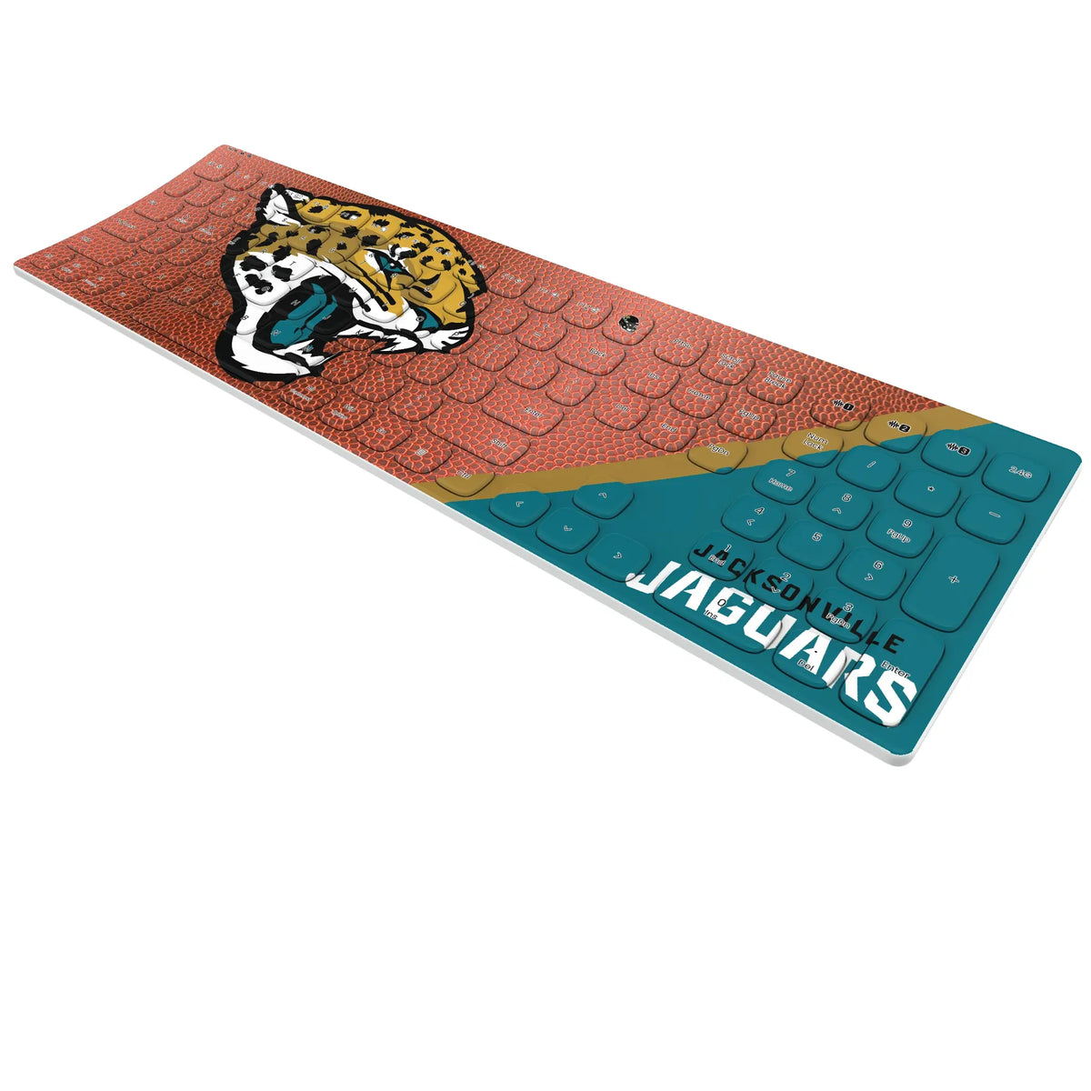 Jacksonville Jaguars Football KKB605 Curved Wireless Keyboard - Isometric View