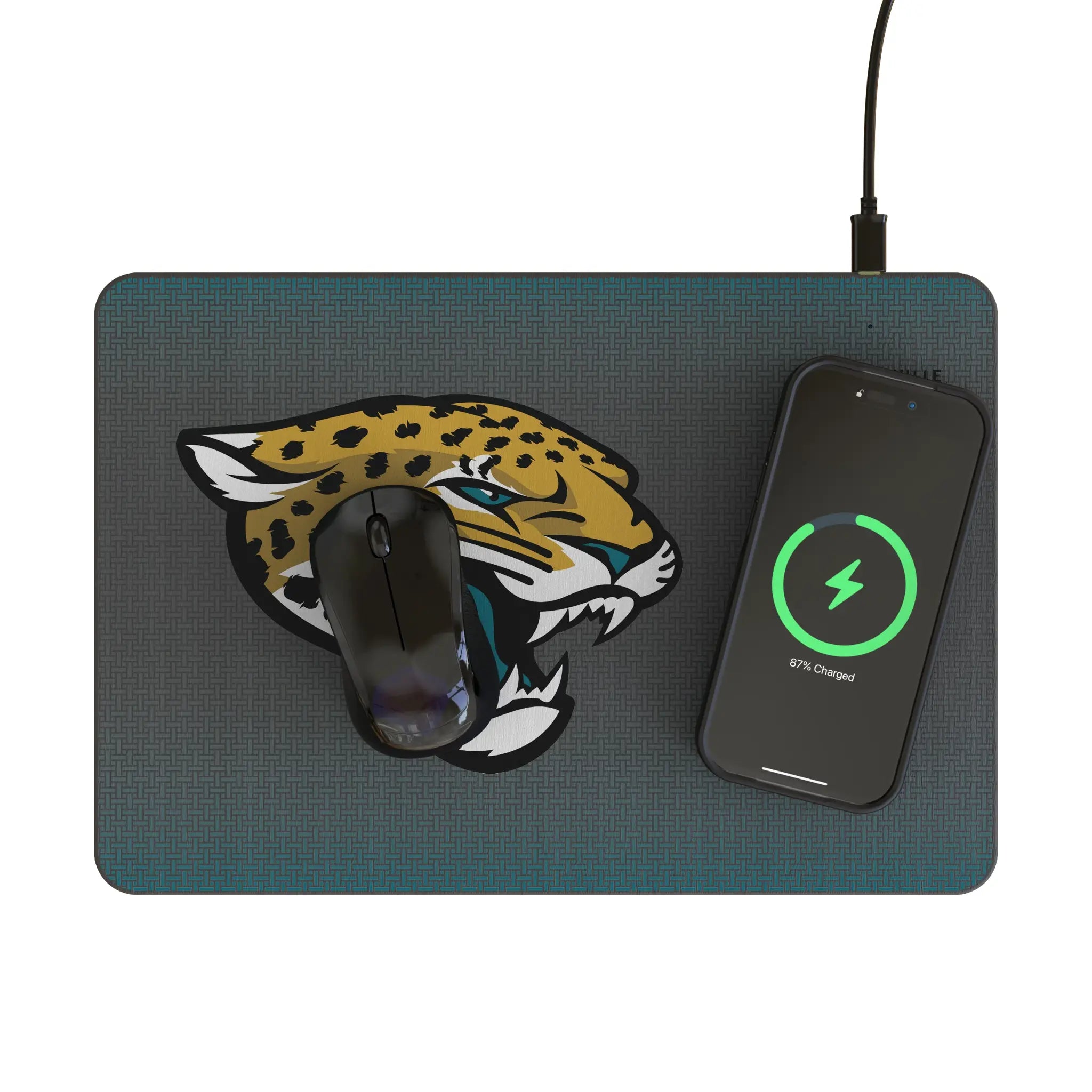 Jacksonville Jaguars Linen 15-Watt Wireless Charger and Mouse Pad - Lifestyle