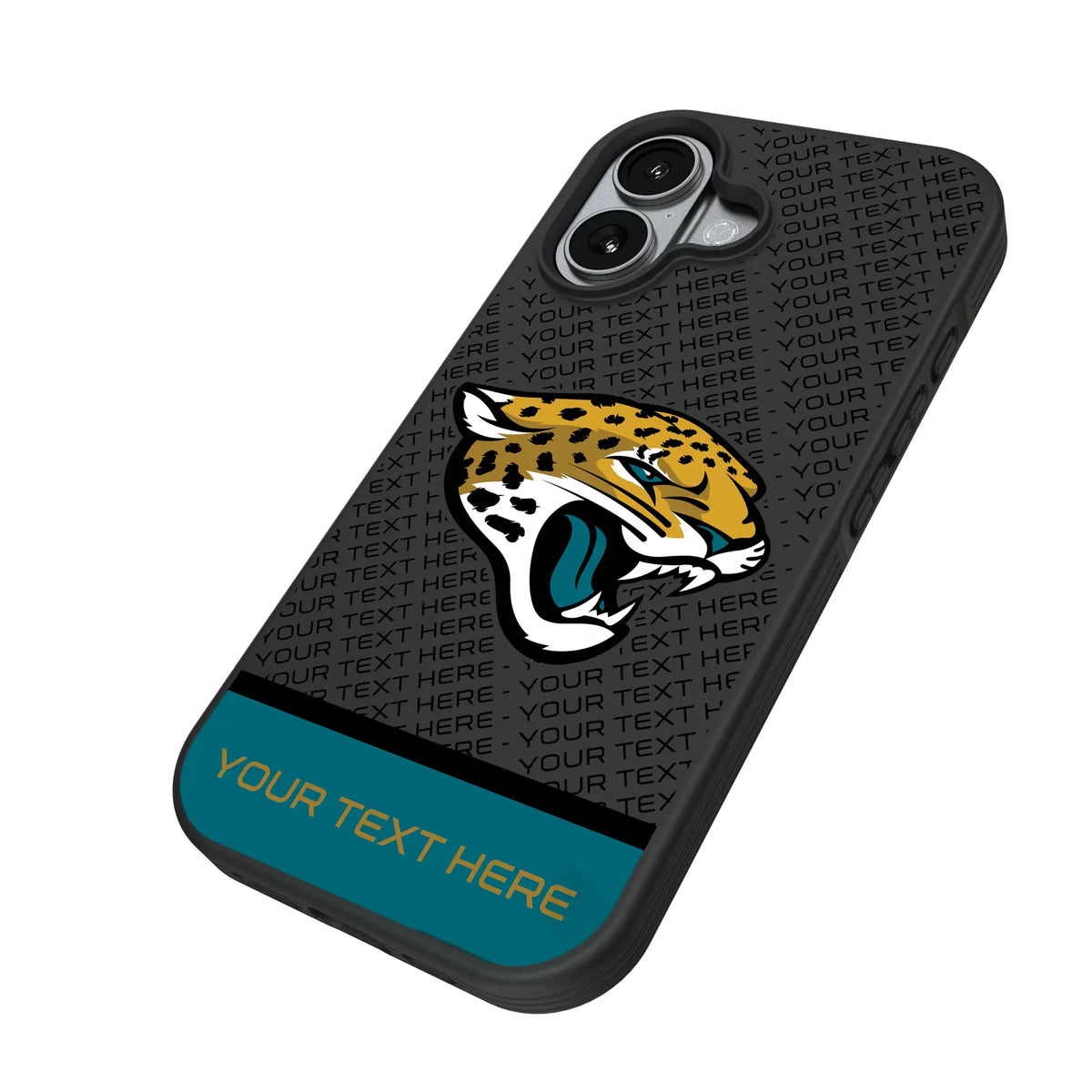 Jacksonville Jaguars Personalized EndZone Plus iPhone Bump Phone Case for Apple iPhone - Isometric View#Device_iPhone 17