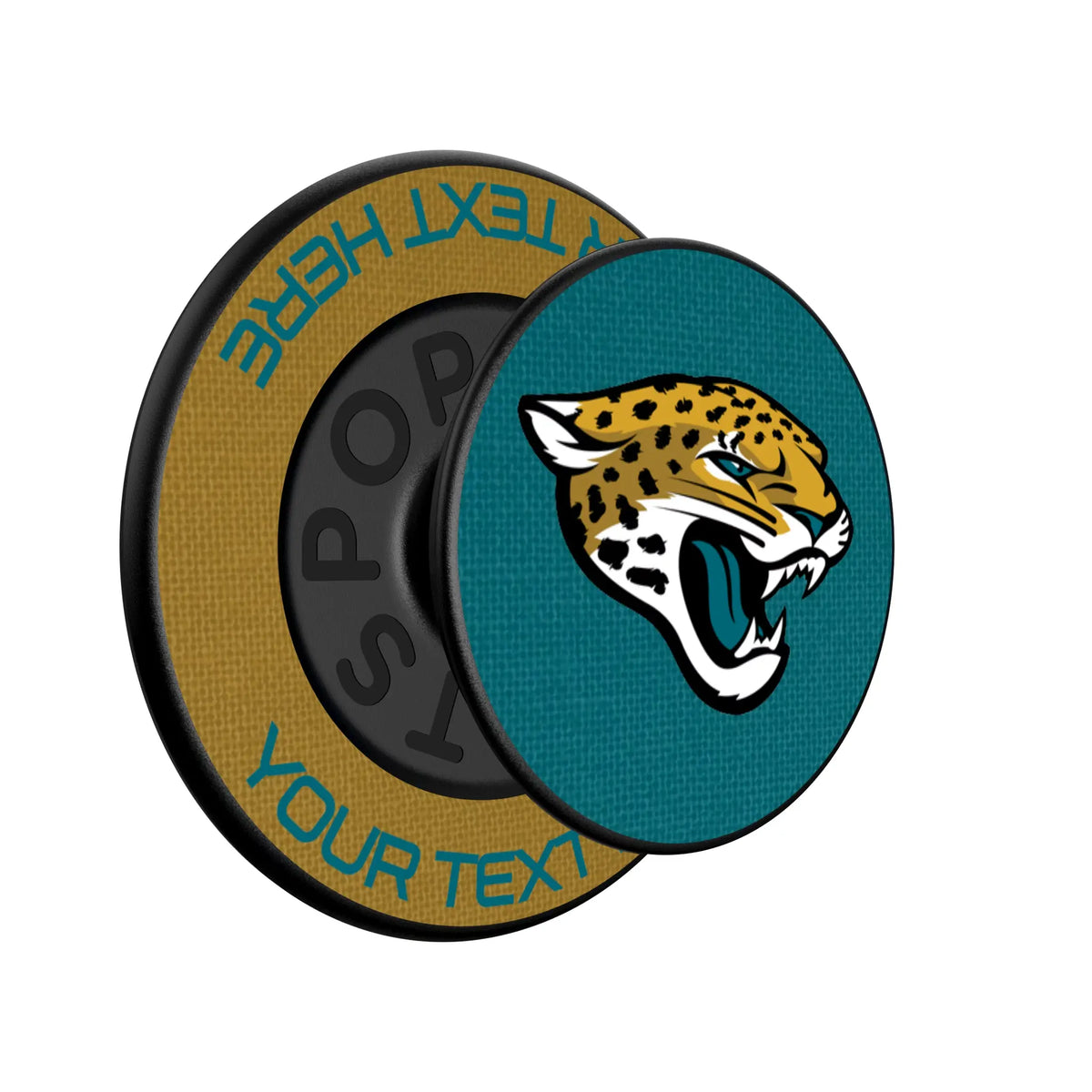 Jacksonville Jaguars Personalized Endzone Solid Popsockets Round Magnetic - Isometric View