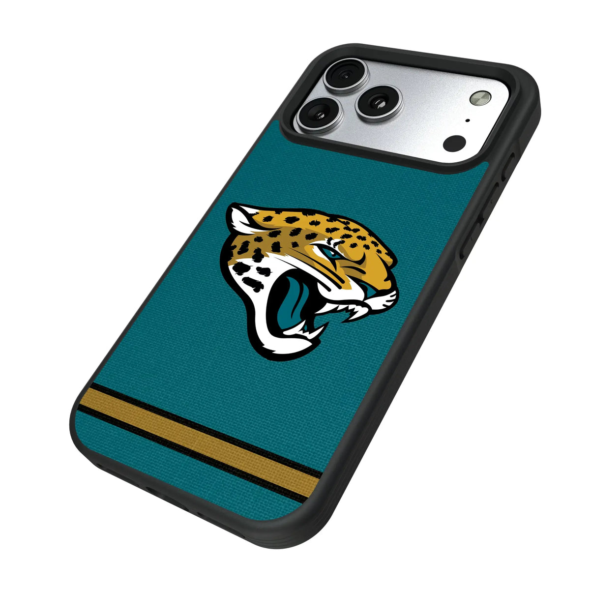 Jacksonville Jaguars Stripe iPhone Bump Phone Case for Apple iPhone - Isometric View#Device_iPhone 17 Pro Max