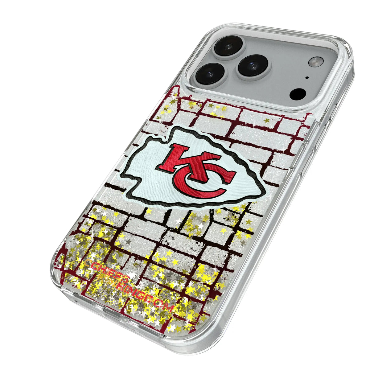 Kansas City Chiefs Brick iPhone Glitter Phone Case for Apple iPhone - Isometric View#Device_iPhone 18 Pro
