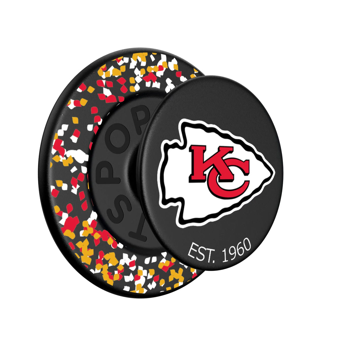 Kansas City Chiefs Confetti Popsockets Round Magnetic - Isometric View