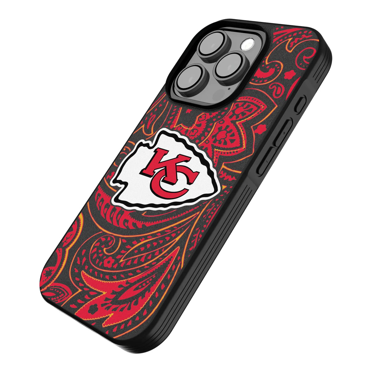 Kansas City Chiefs Paisley iPhone Bump Phone Case for Apple iPhone - Isometric View