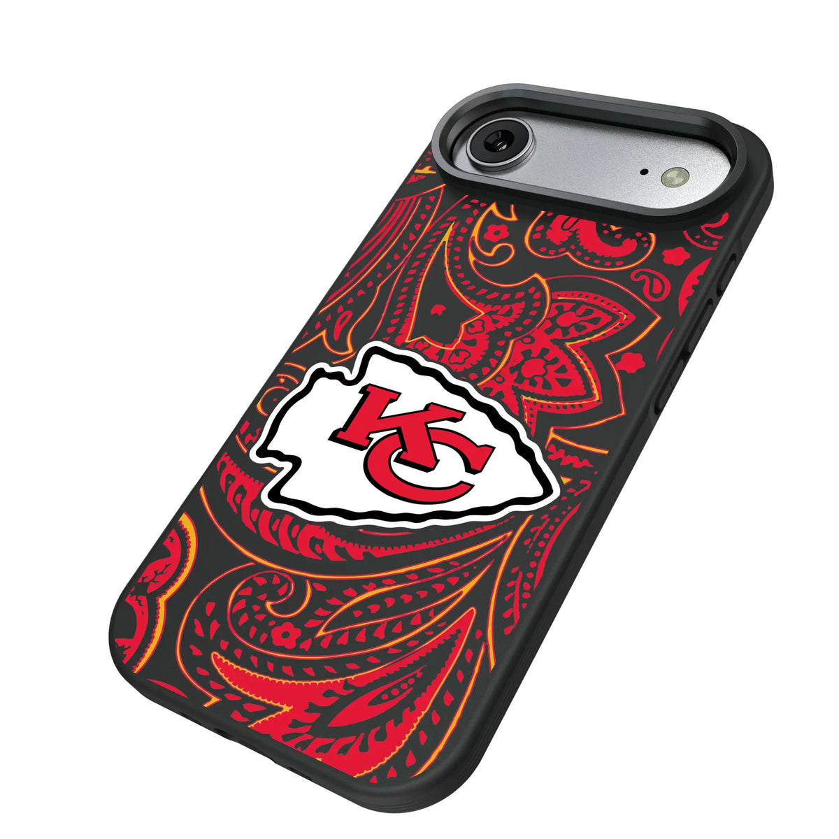 Kansas City Chiefs Paisley iPhone Bump Phone Case for Apple iPhone - Isometric View#Device_iPhone Air