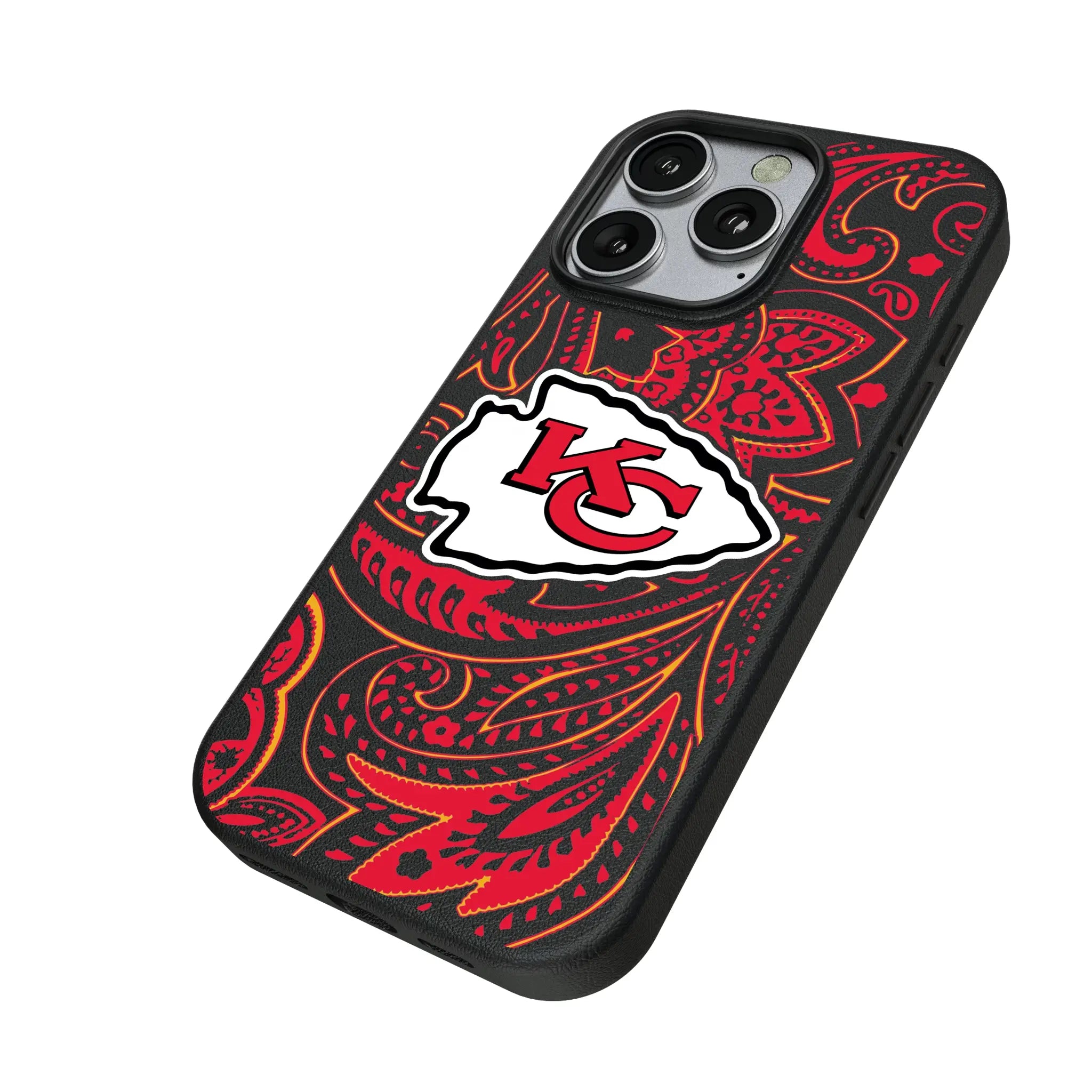 Kansas City Chiefs Paisley iPhone MagSafe Compatible Phone Case for Apple iPhone - Isometric View