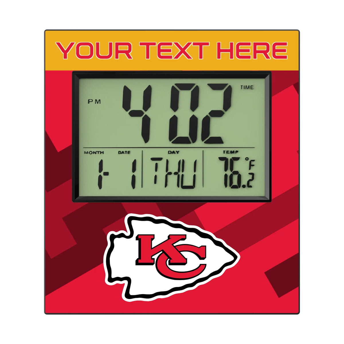 Kansas City Chiefs Personalized Color Block Wall Clock