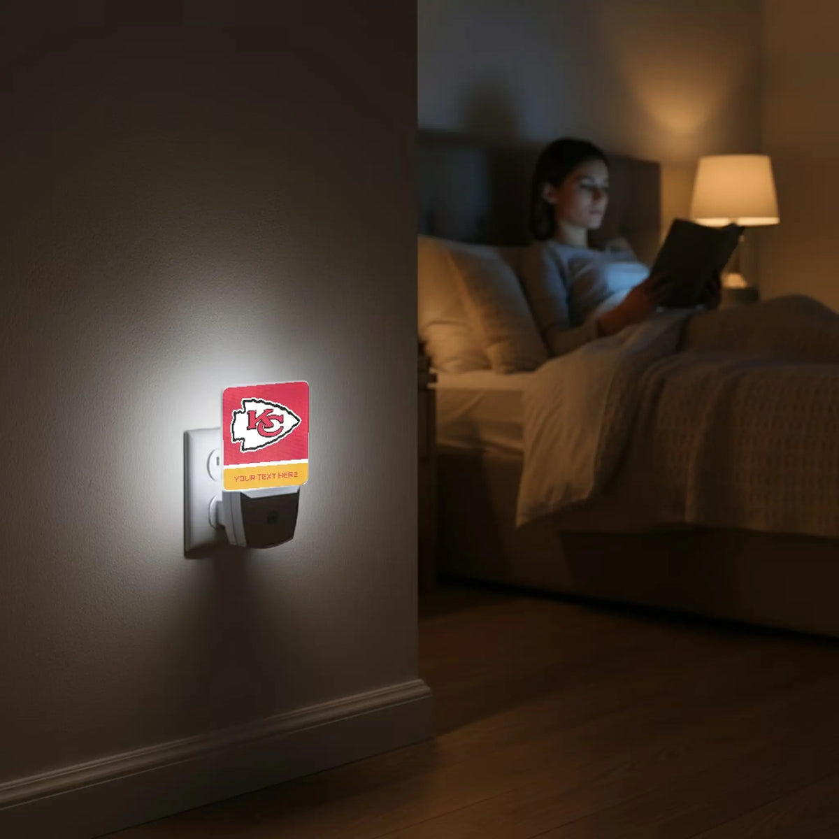 Kansas City Chiefs Personalized Endzone Solid Night Light 2-Pack - Lifestyle