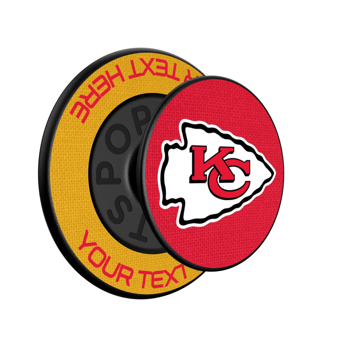 Kansas City Chiefs Personalized Endzone Solid Popsockets Round Magnetic - Isometric View
