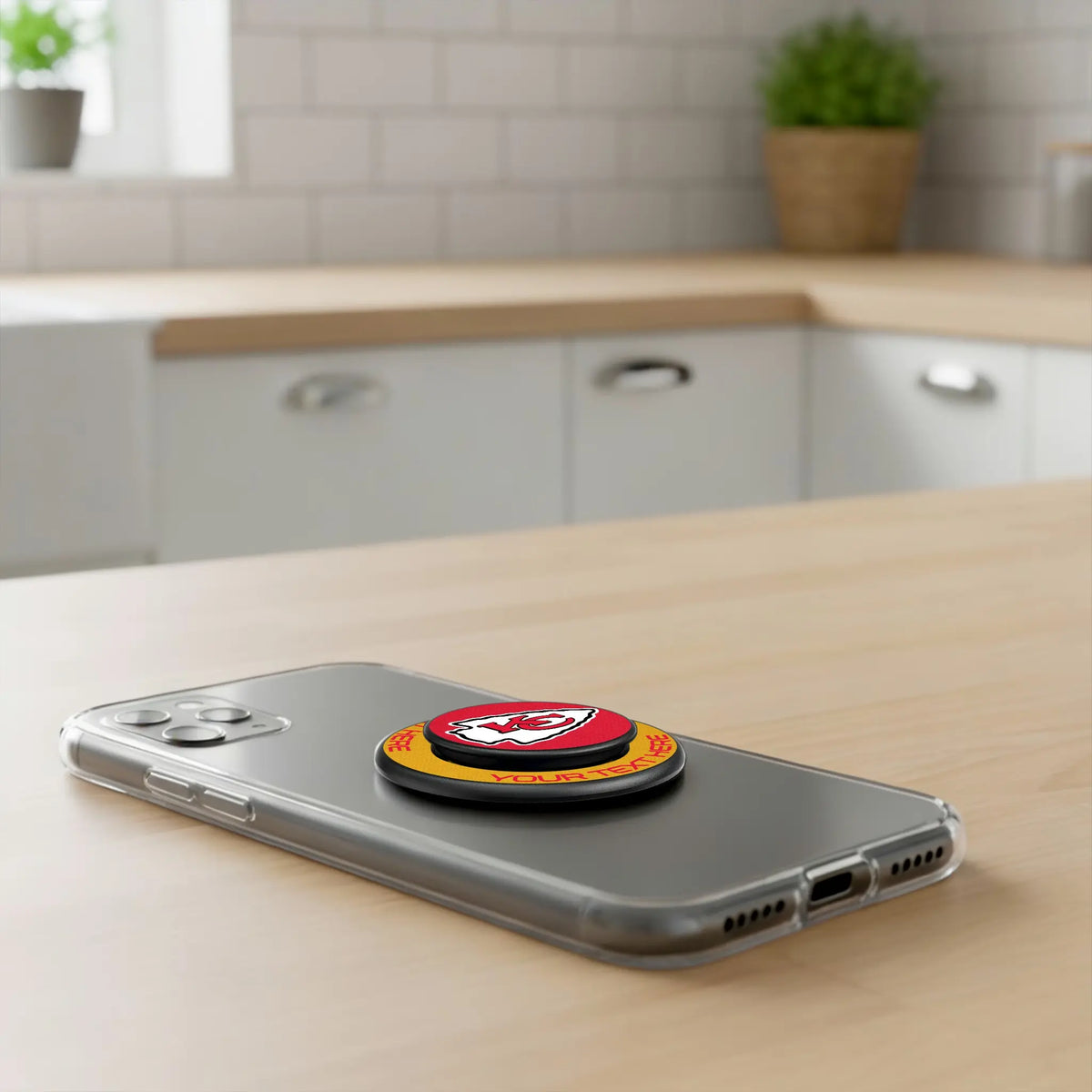 Kansas City Chiefs Personalized Endzone Solid Popsockets Round Magnetic - Lifestyle