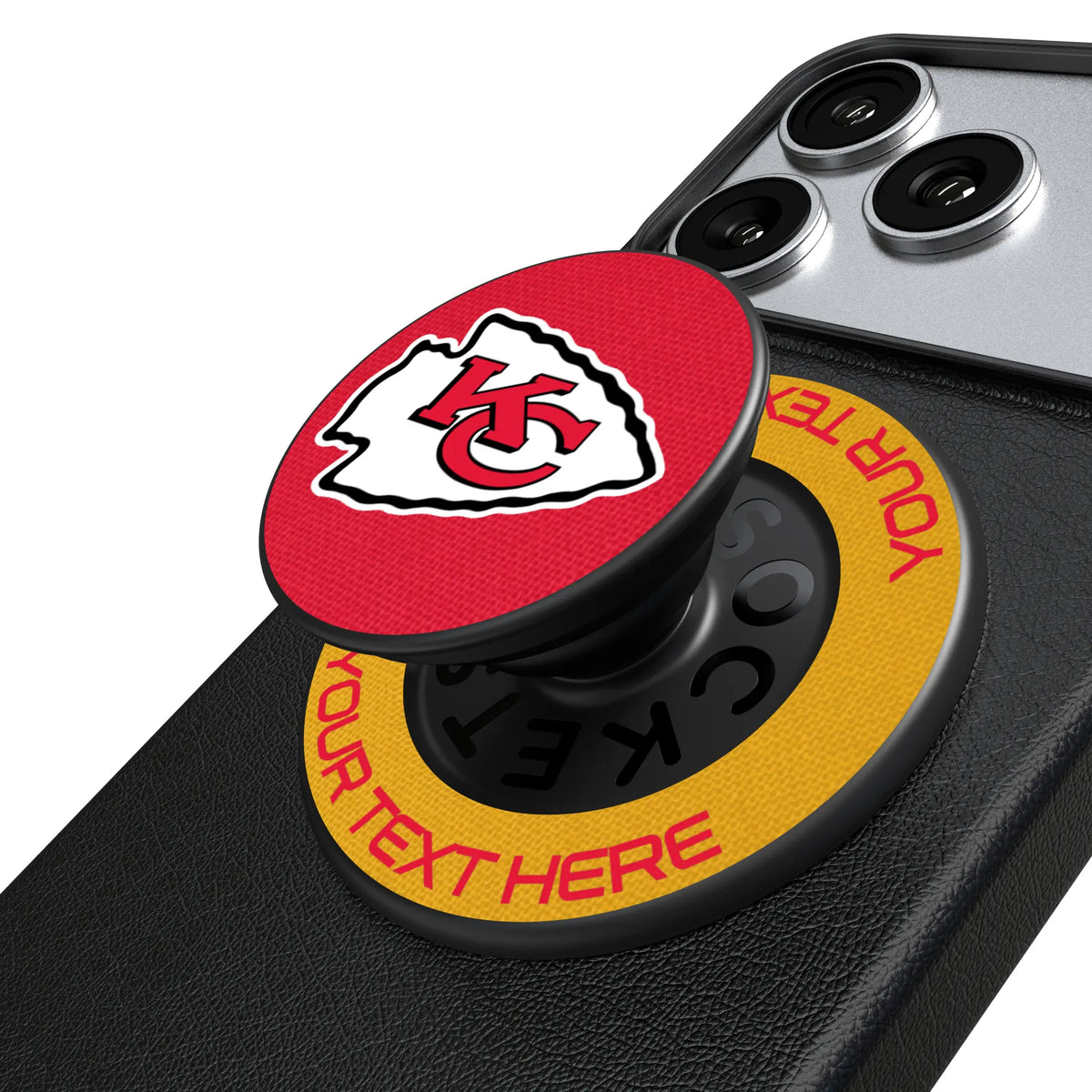 Kansas City Chiefs Personalized Endzone Solid Popsockets Round Magnetic