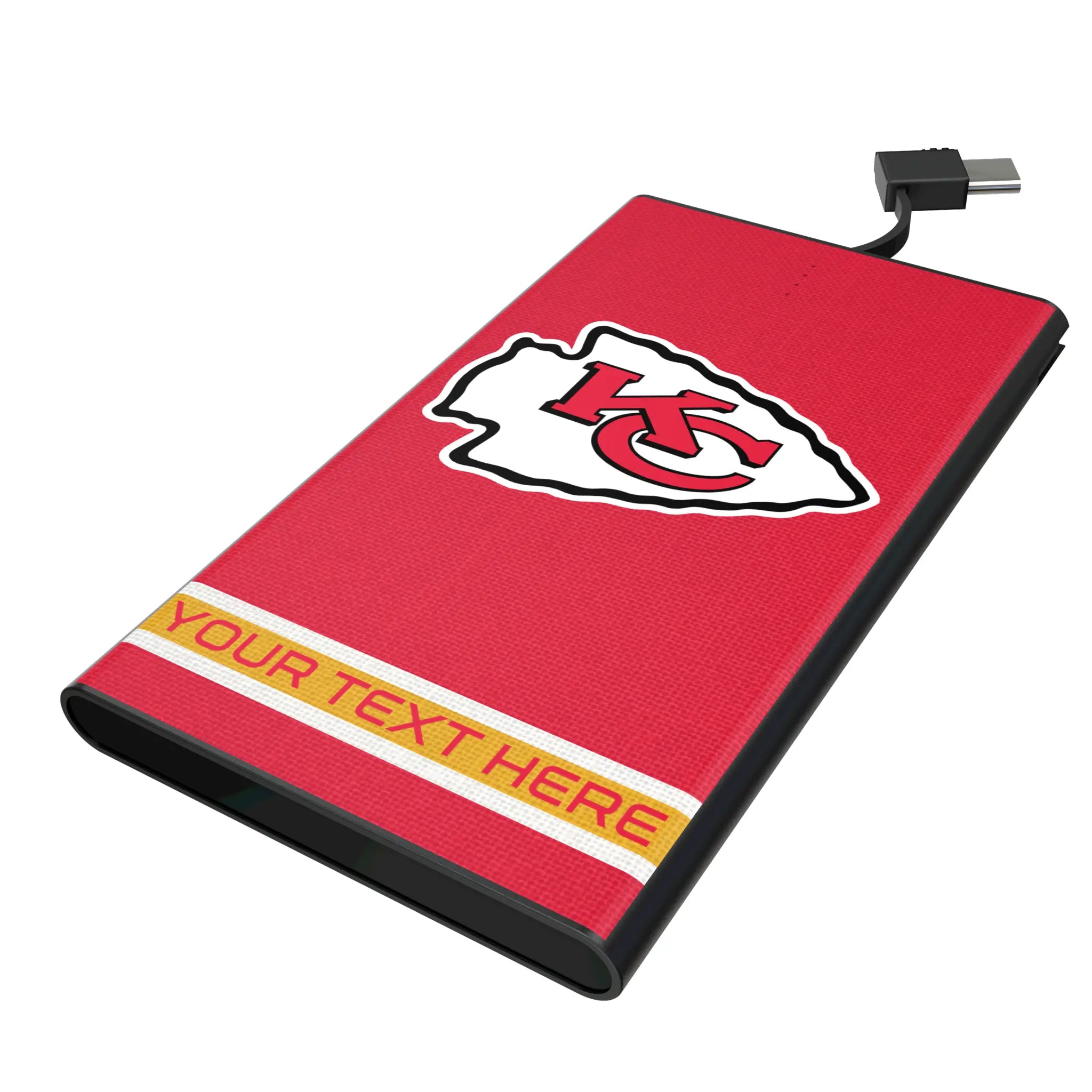 Kansas City Chiefs Personalized Stripe 5000mAh Flat Power Bank