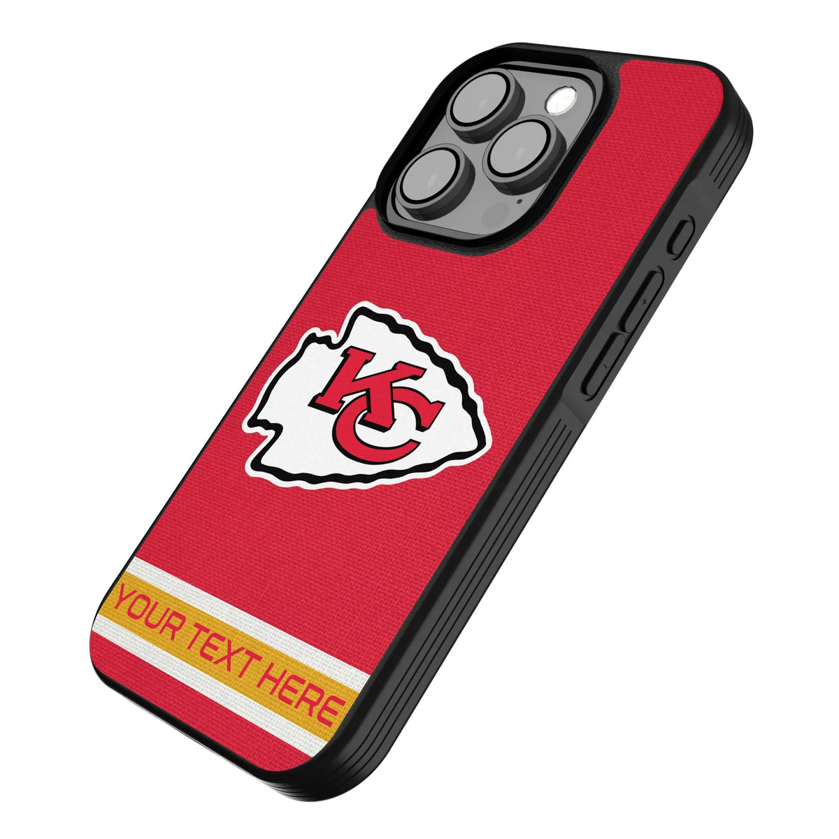 Kansas City Chiefs Personalized Stripe iPhone Bump Phone Case for Apple iPhone - Isometric View