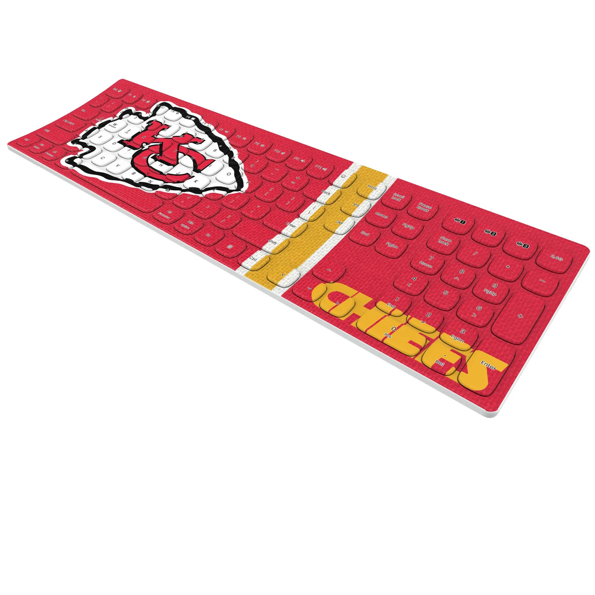 Kansas City Chiefs Stripe KKB605 Curved Wireless Keyboard - Isometric View