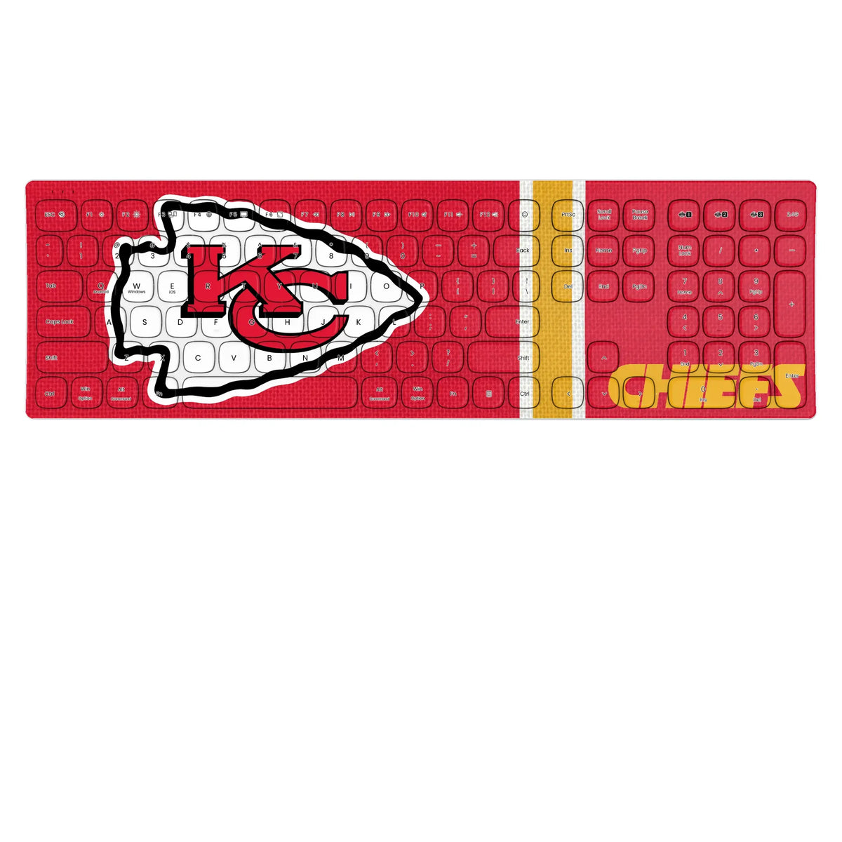 Kansas City Chiefs Stripe KKB605 Curved Wireless Keyboard