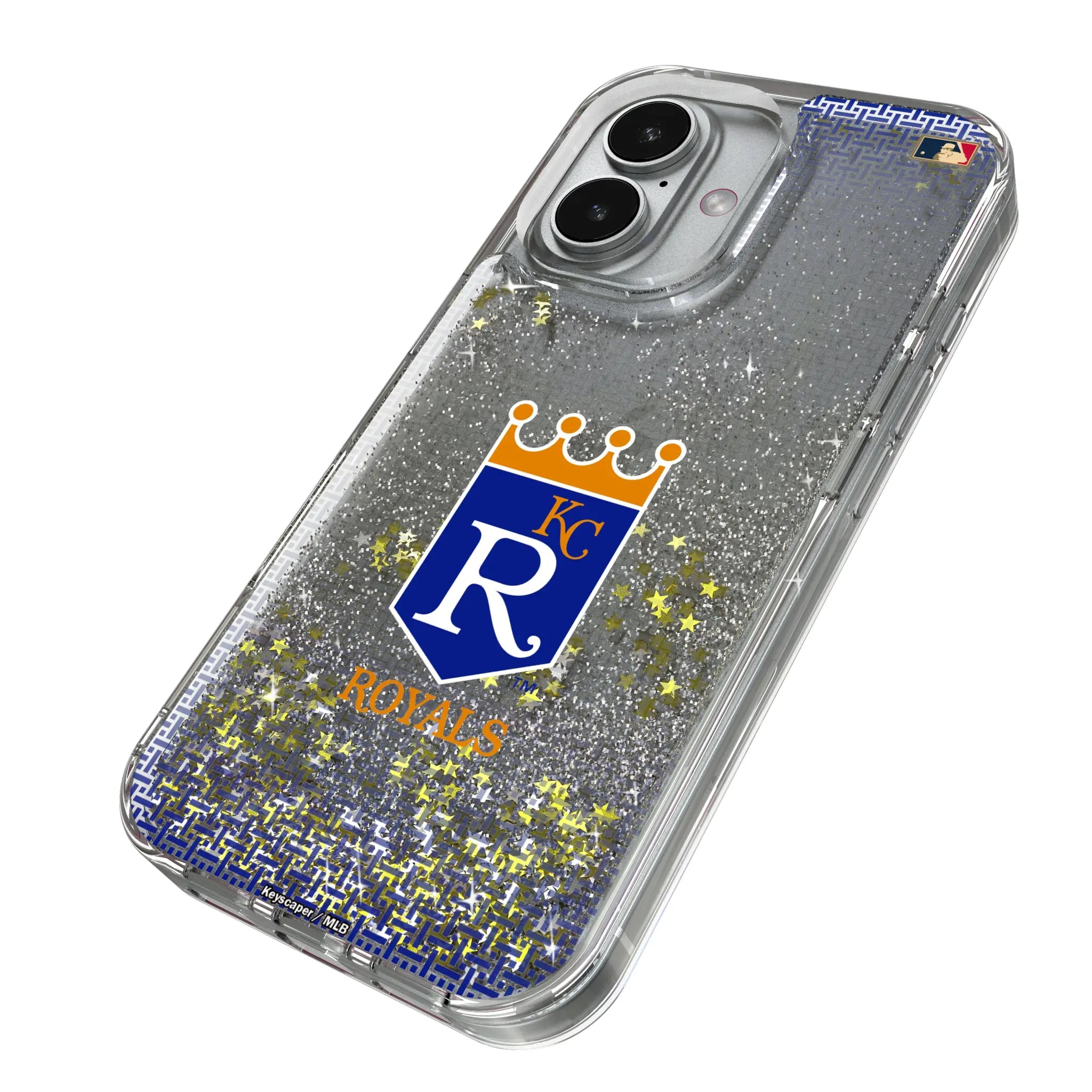 Kansas City Royals 1969-1978 - Cooperstown Collection Linen iPhone Glitter Phone Case for Apple iPhone - Isometric View