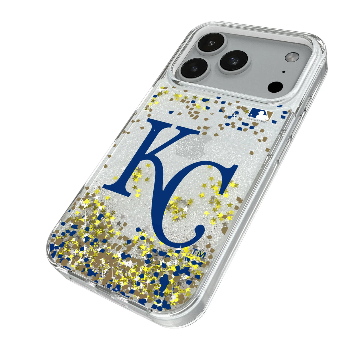 Kansas City Royals Confetti iPhone Glitter Phone Case for Apple iPhone - Isometric View#Device_iPhone 18 Pro