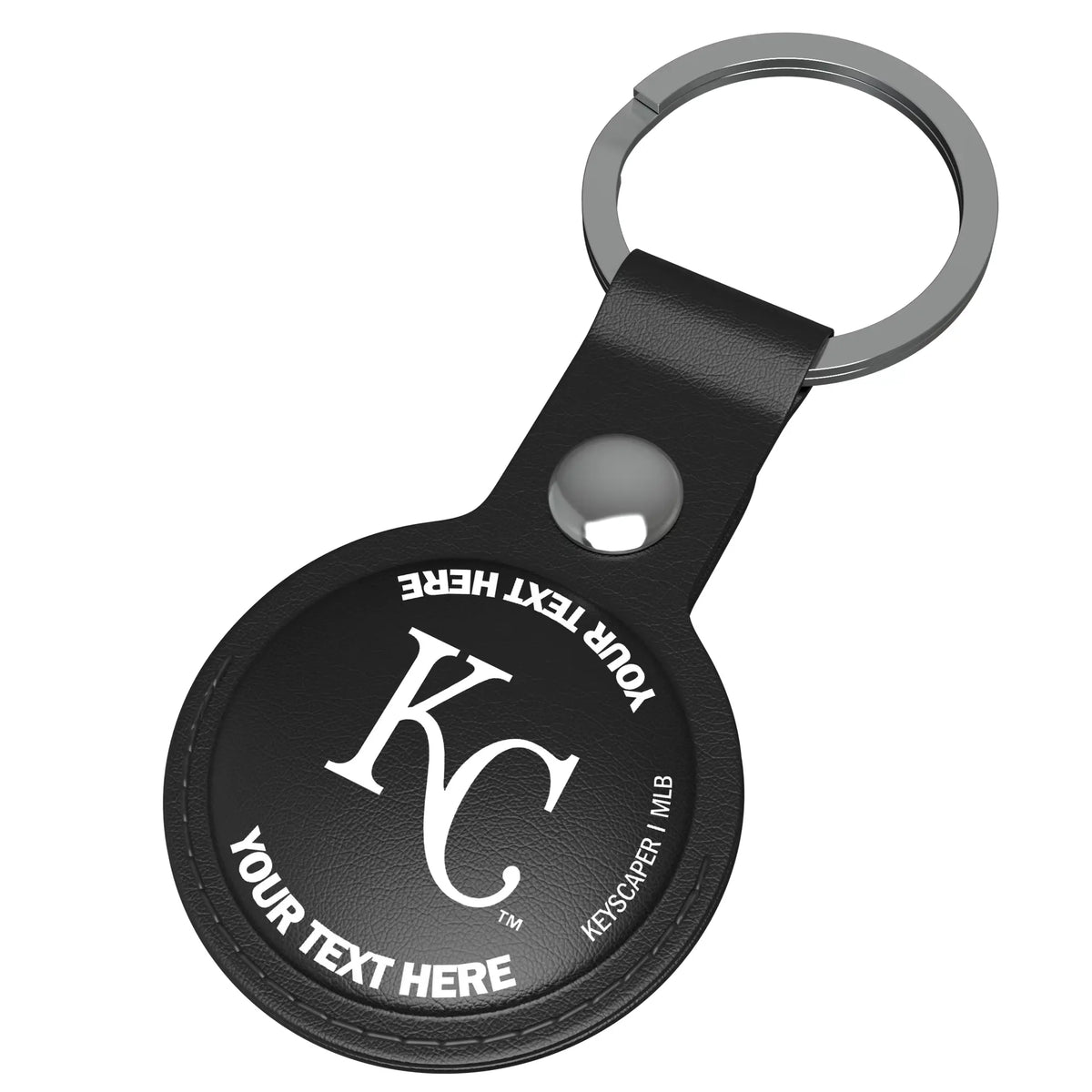 Kansas City Royals Personalized Insignia AirTag Black Airtag Holder - Isometric View