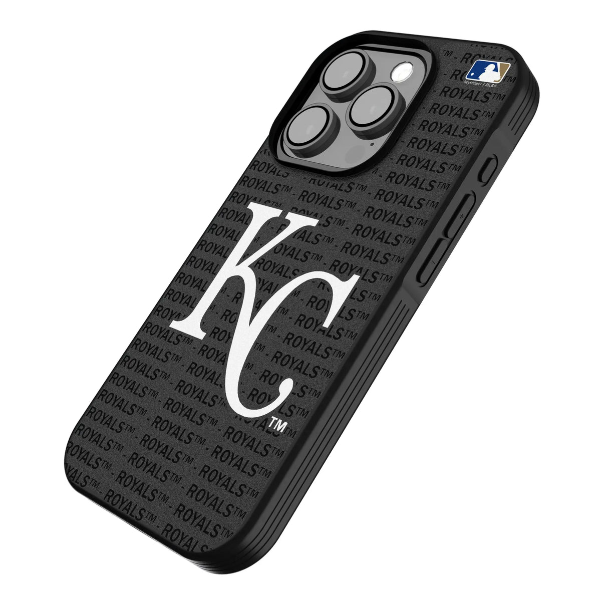 Kansas City Royals Text Backdrop iPhone Bump Phone Case for Apple iPhone - Isometric View