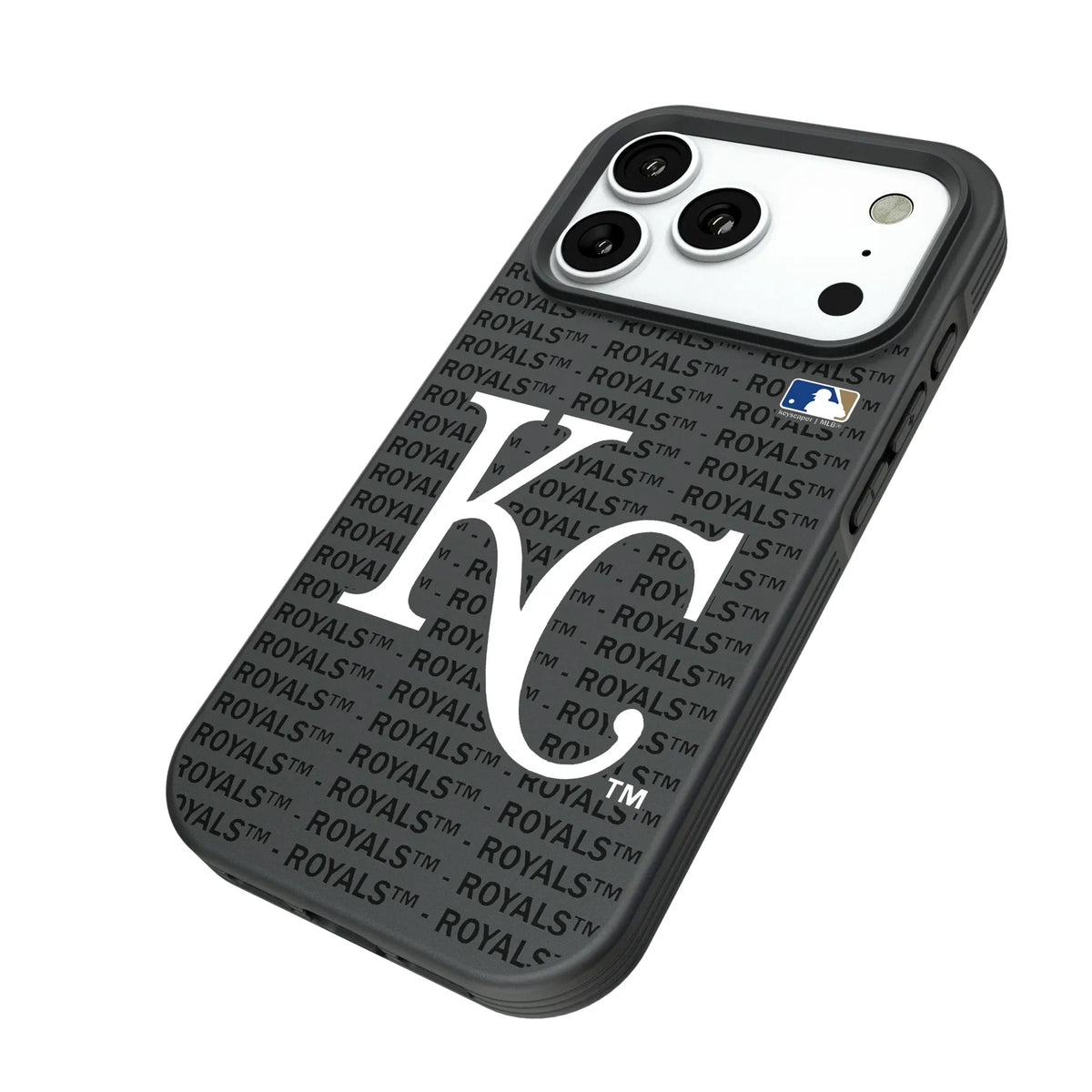 Kansas City Royals Text Backdrop iPhone Bump Phone Case for Apple iPhone - Isometric View#Device_iPhone 18 Pro
