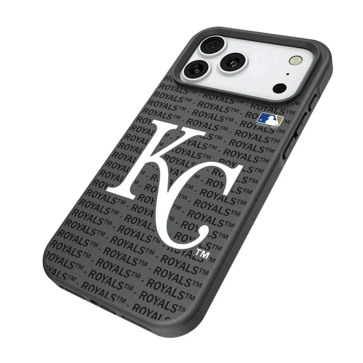 Kansas City Royals Text Backdrop iPhone Bump Phone Case for Apple iPhone - Isometric View#Device_iPhone 18 Pro Max