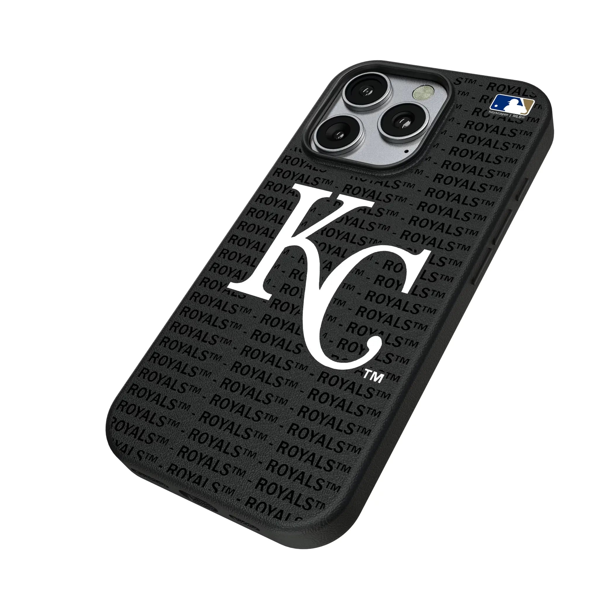Kansas City Royals Text Backdrop iPhone MagSafe Compatible Phone Case for Apple iPhone - Isometric View