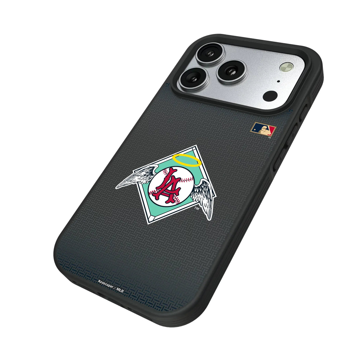 LA Angels 1961-1965 - Cooperstown Collection Linen iPhone Bump Phone Case for Apple iPhone - Isometric View#Device_iPhone 17 Pro