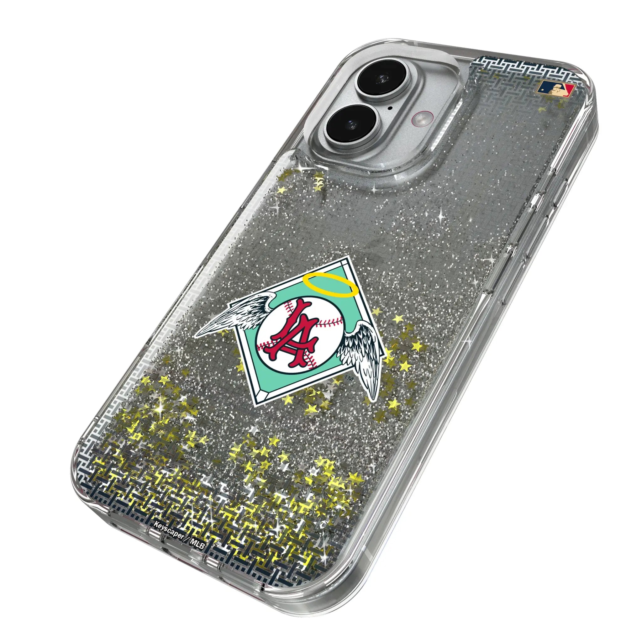 LA Angels 1961-1965 - Cooperstown Collection Linen iPhone Glitter Phone Case for Apple iPhone - Isometric View