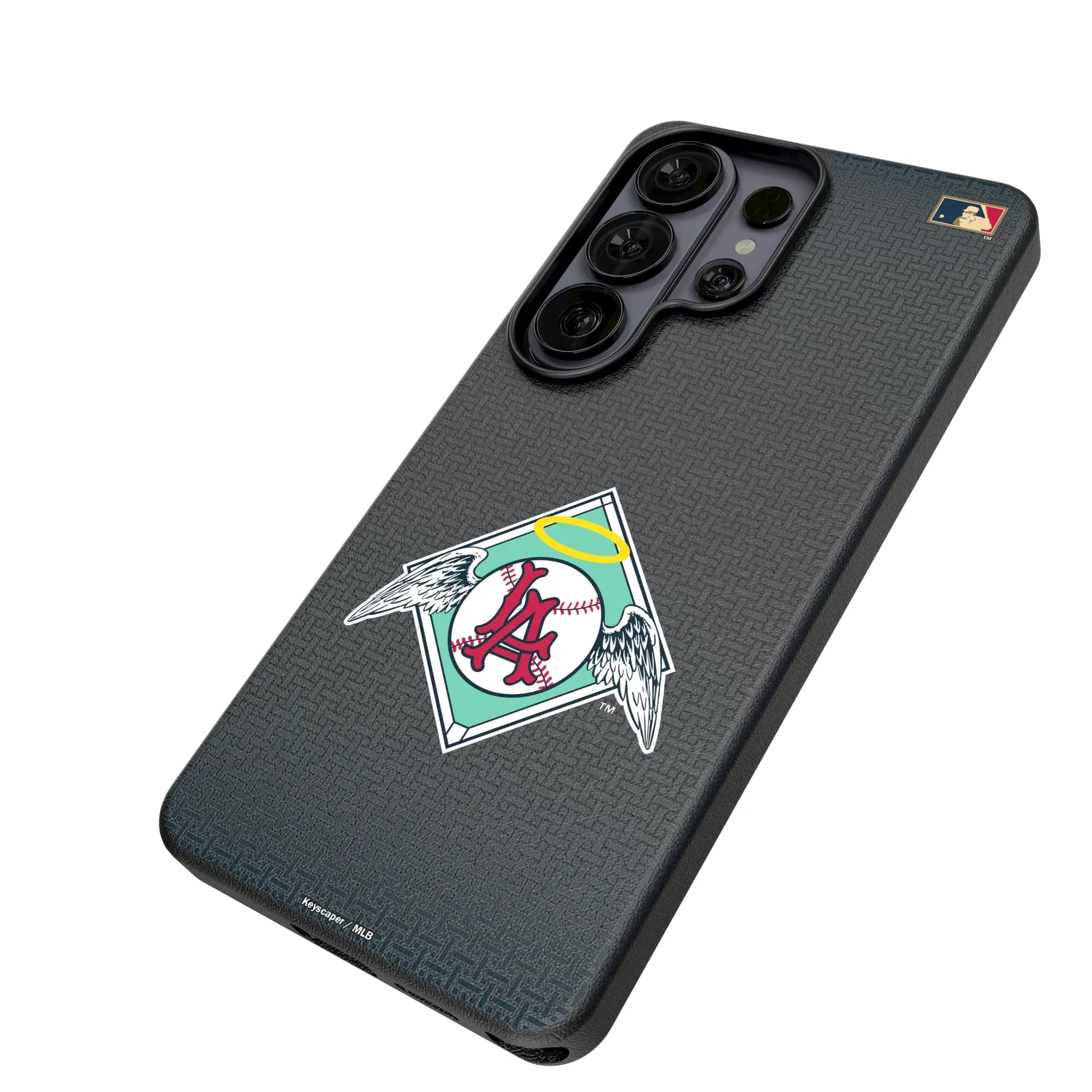 LA Angels 1961-1965 - Cooperstown Collection Linen Galaxy MagSafe Compatible Phone Case for Samsung Galaxy - Isometric View#Device_Galaxy S26 Ultra