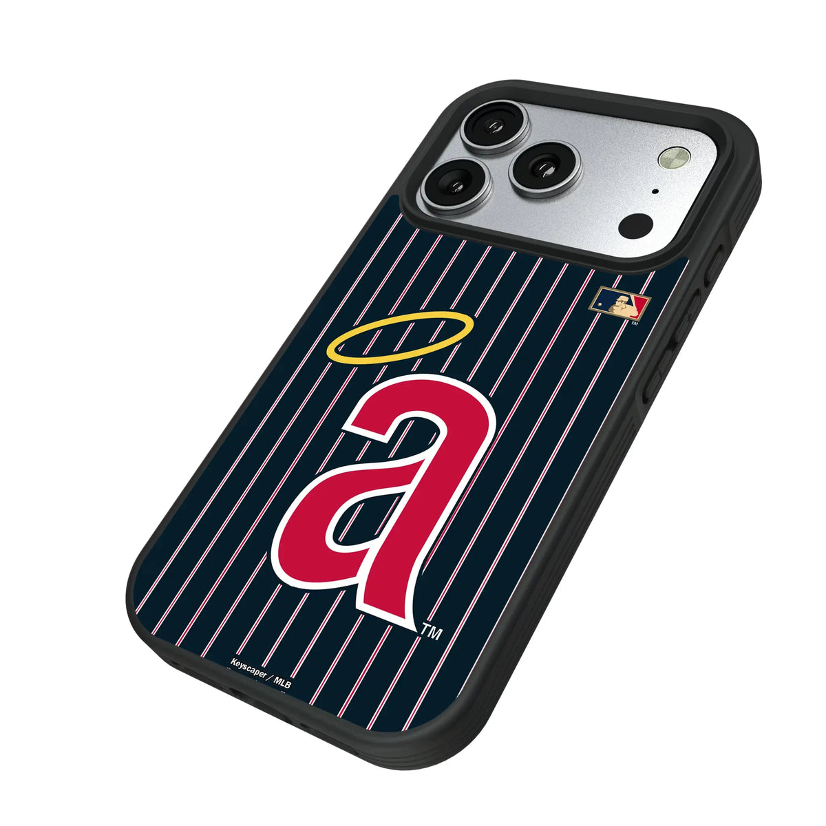 LA Angels 1971 - Cooperstown Collection Pinstripe iPhone Bump Phone Case for Apple iPhone - Isometric View#Device_iPhone 17 Pro
